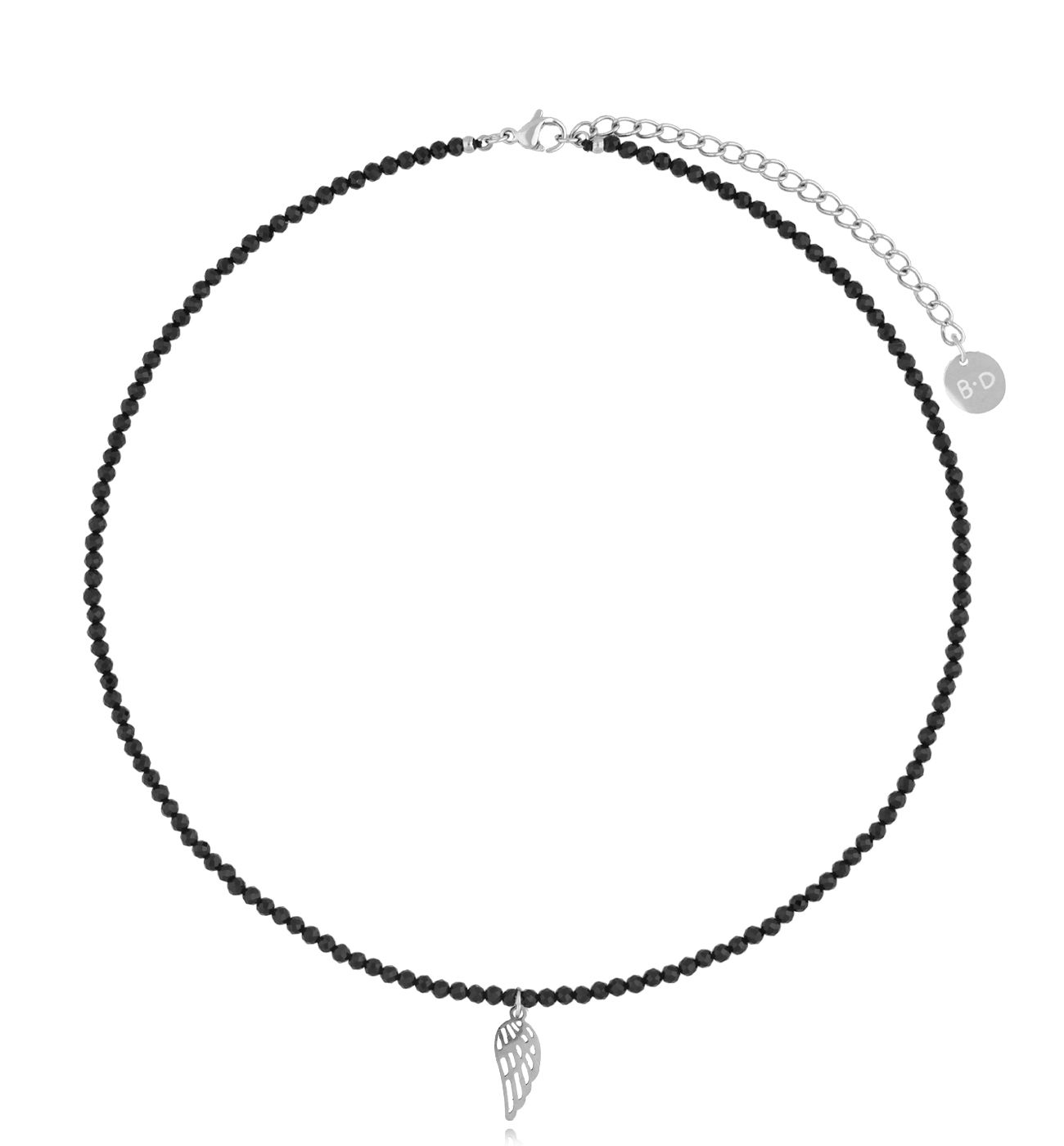 Naszyjnik z czarnymi turmalinami i skrzydełkiem Lifestyle - By Dziubeka
