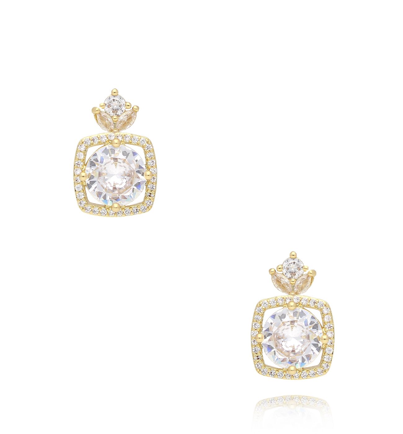 Kolczyki złote z kryształami Nea - By Dziubeka