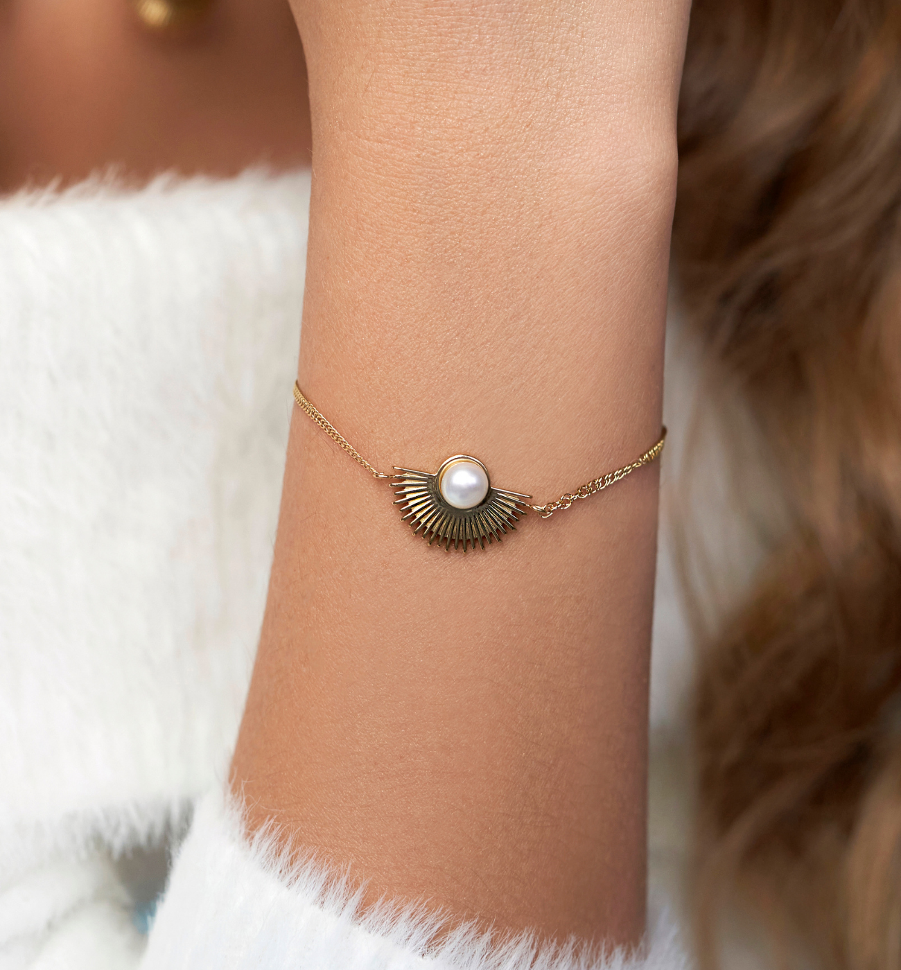 Bransoletka złota z perłą Japan - By Dziubeka