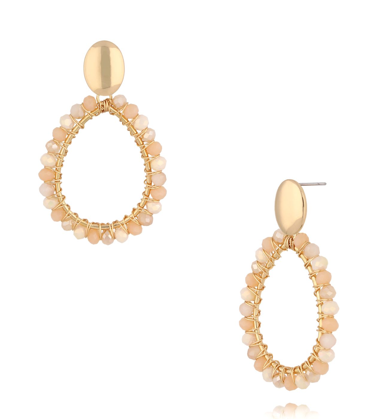 Kolczyki łezki z beżowymi kryształkami KWE0279