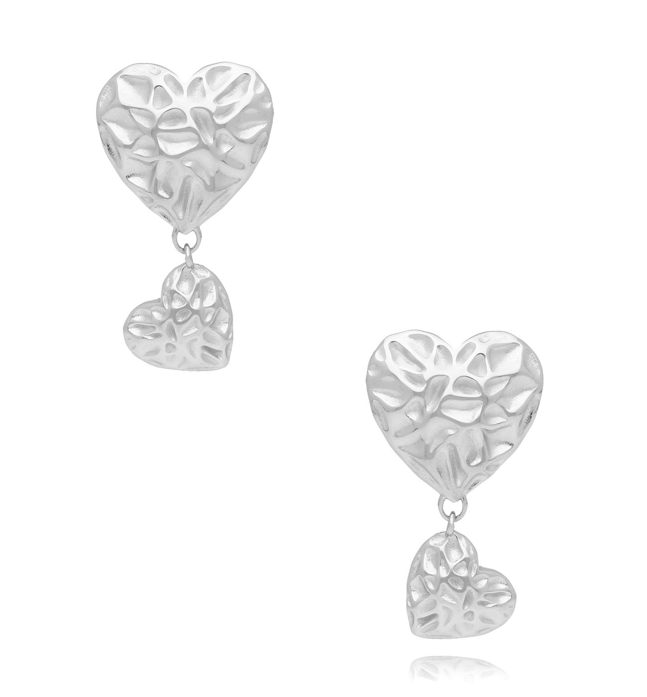 Kolczyki srebrne serca gniecione Crushed KSA1660
