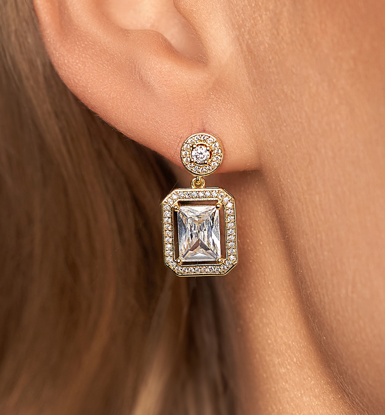 Kolczyki złote z kryształami Joke - By Dziubeka