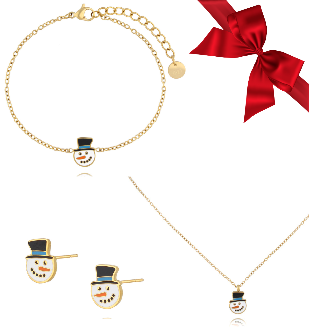 Zestaw Świąteczny z bałwanem złoty ZS0002 - By Dziubeka