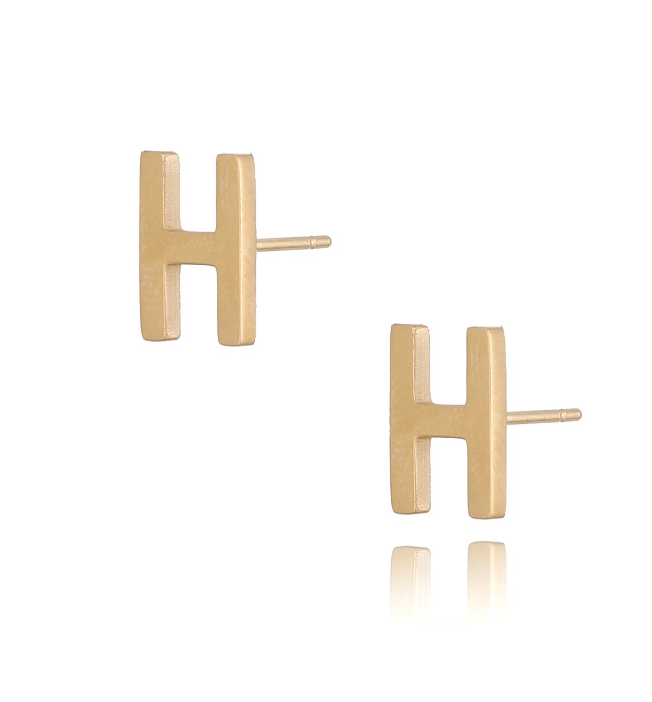 Kolczyki wkrętki złote z literką H KAT0062