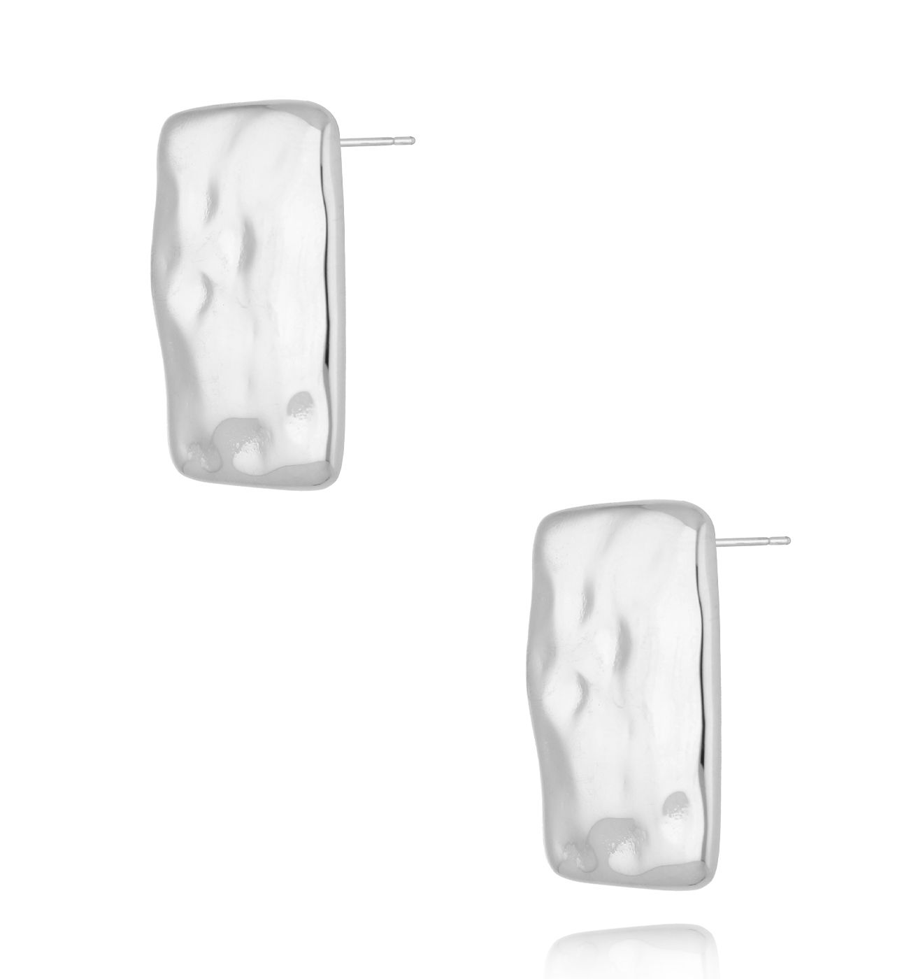 Kolczyki prostokątne gniecione srebrne duże KSA1791