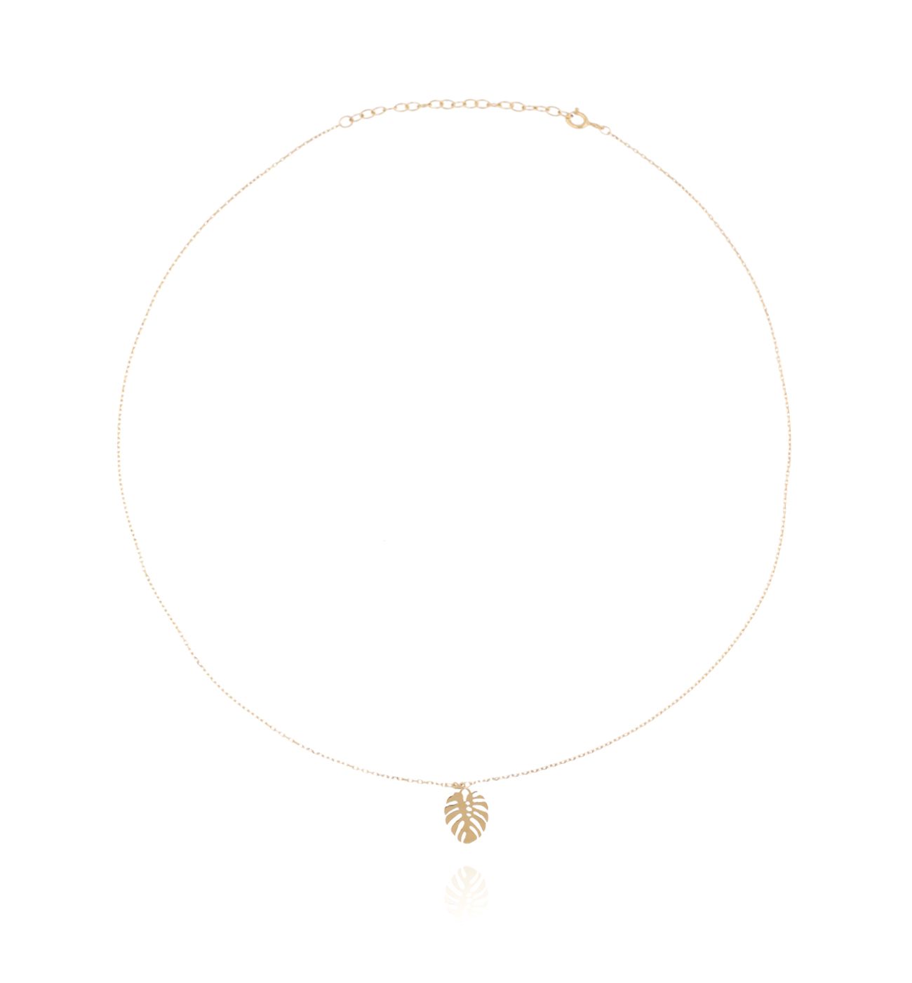 Naszyjnik srebrny pozłacany z liściem Monster NSE0077