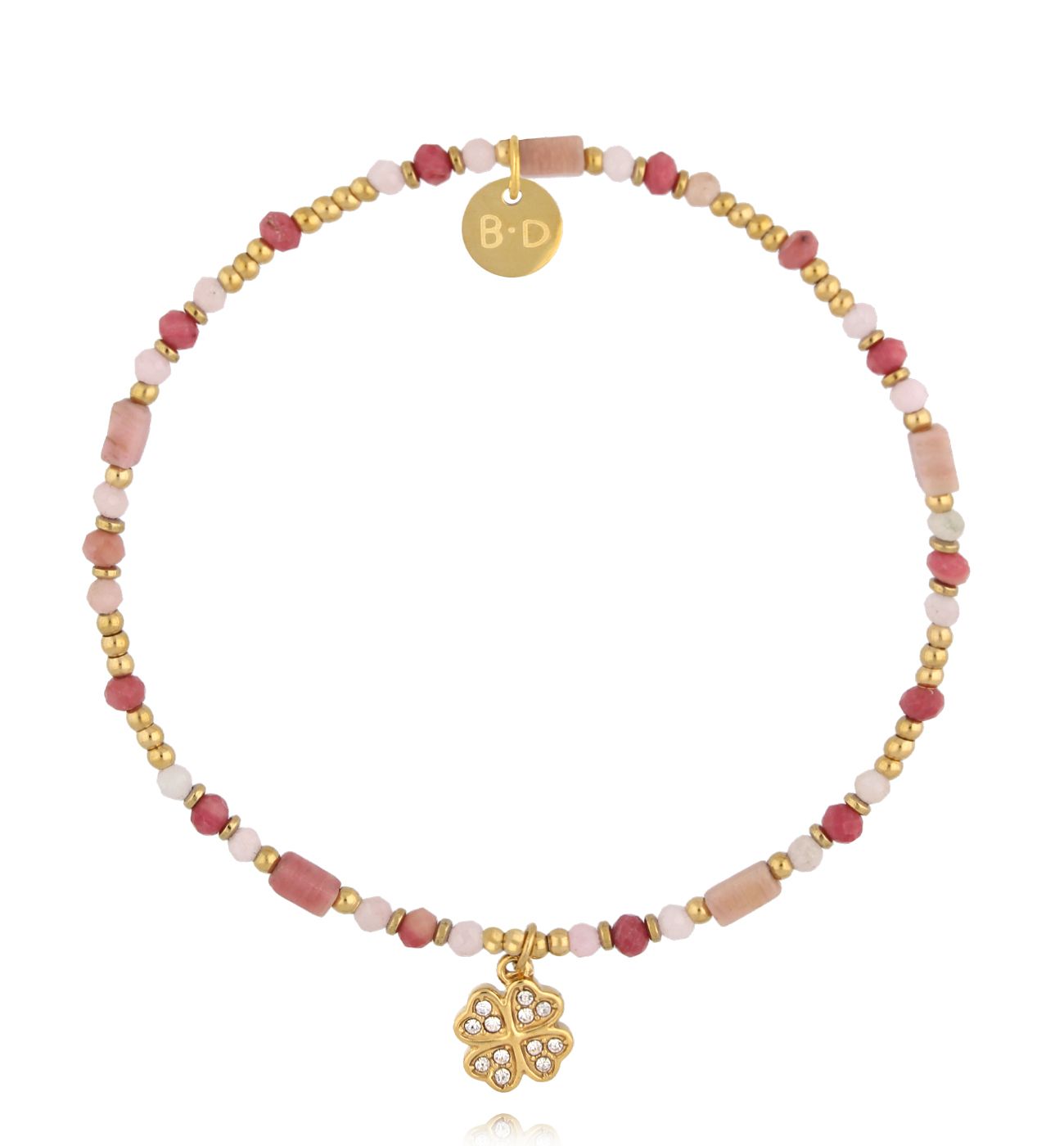 Bransoletka z różowymi opalami i koniczynką BTW3454