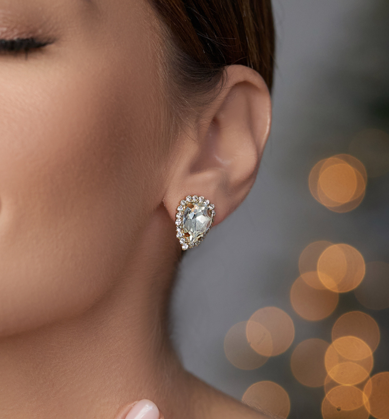 Kolczyki złote łezki z kryształem Ripley - By Dziubeka