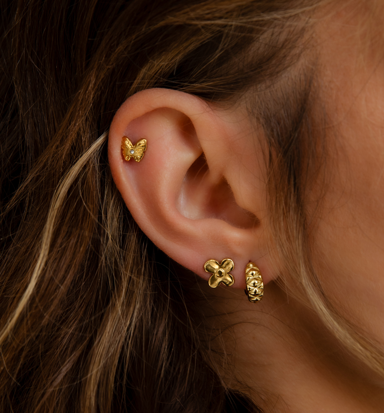 Zestaw złotych kolczyków Z0435 - By Dziubeka