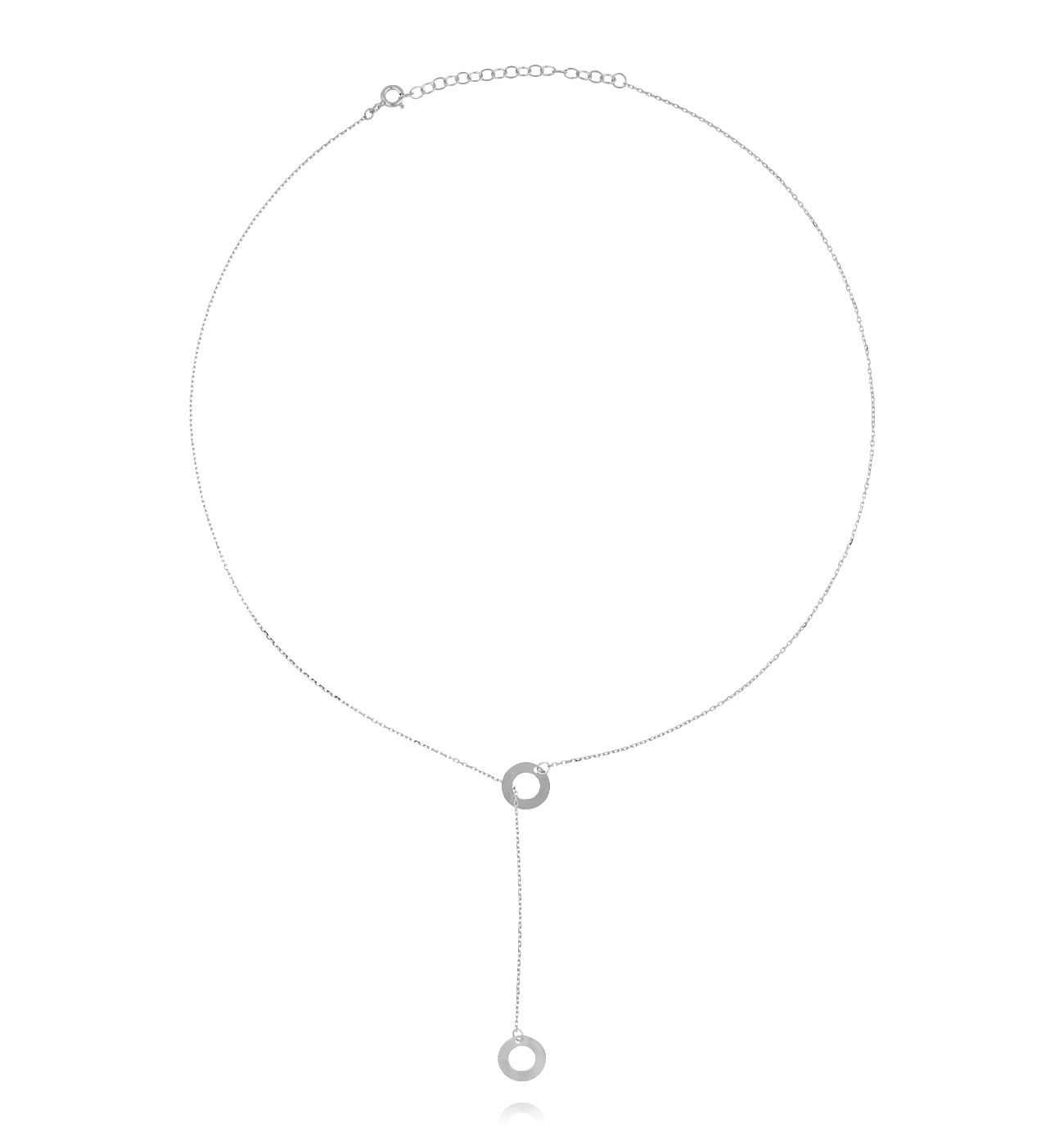 Naszyjnik srebrny krawatka z kółeczkami - By Dziubeka
