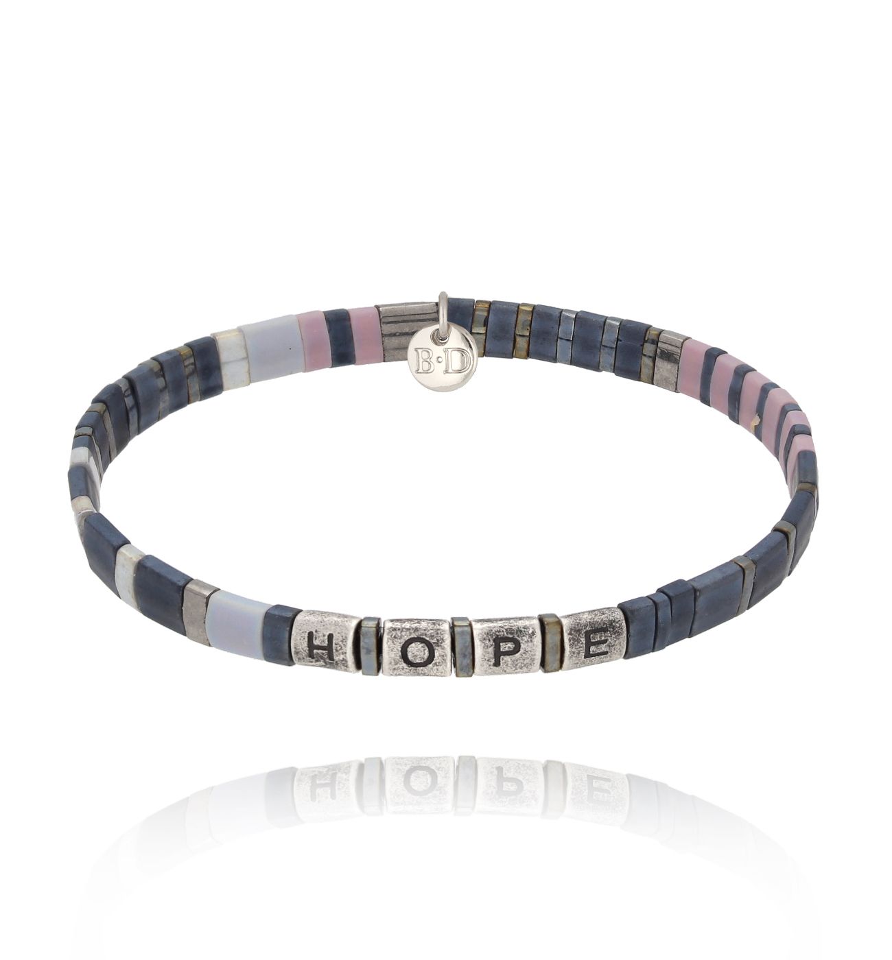 Bransoletka szara z napisem Hope Yummy - By Dziubeka