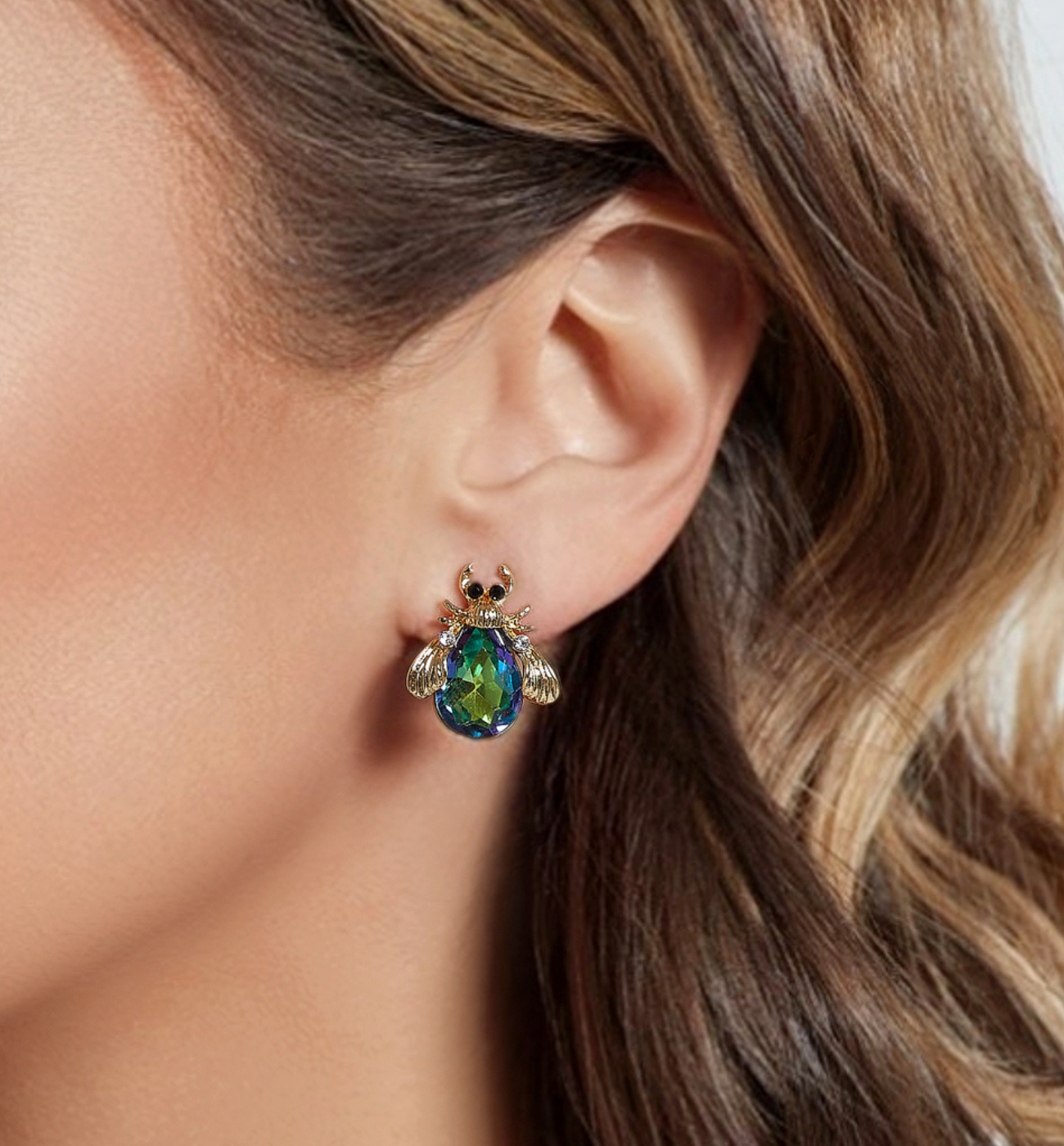 Kolczyki z niebieskimi żuczkami Midnight Blue Green KMI0218