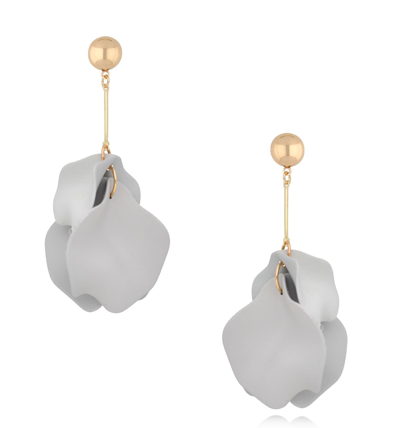 Kolczyki szare z płatkami Amaranta KFF0096 - By Dziubeka