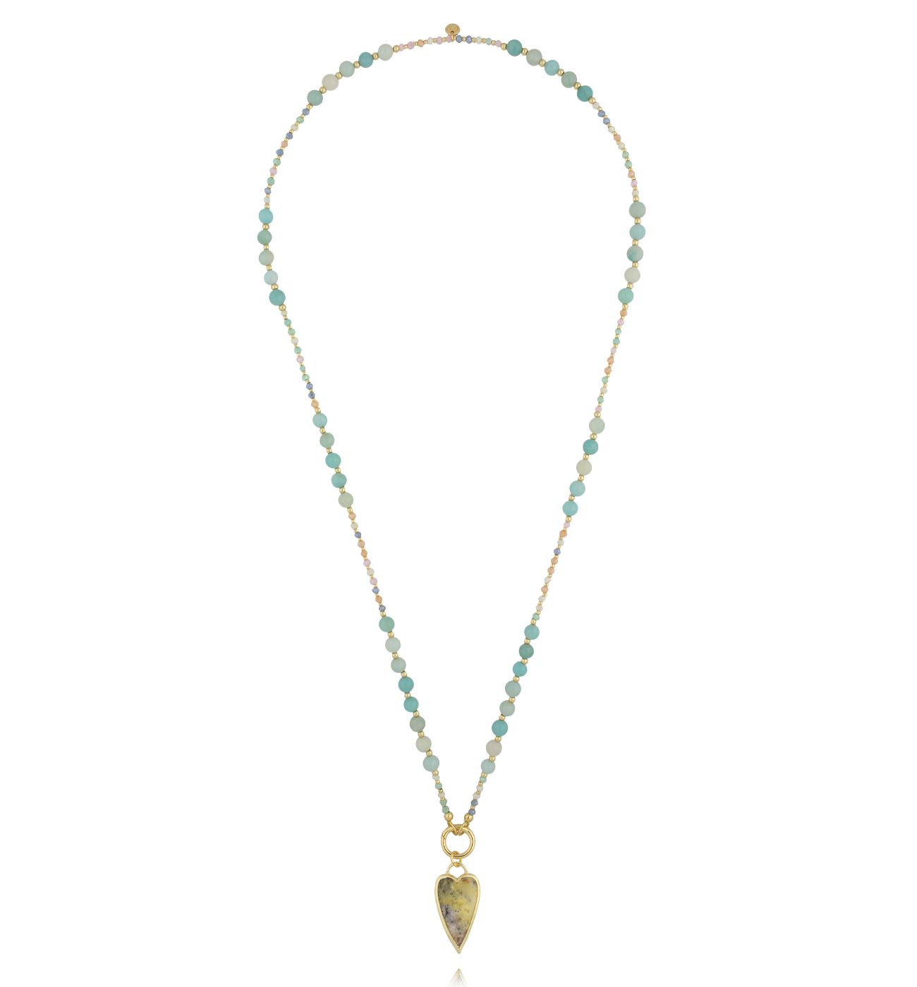 Naszyjnik zielony z amazonitami i sercem NSC0672