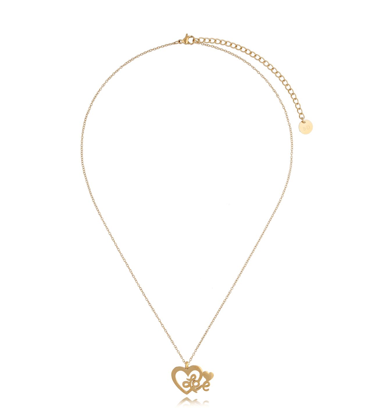 Naszyjnik złoty z sercem LOVE ME II - By Dziubeka