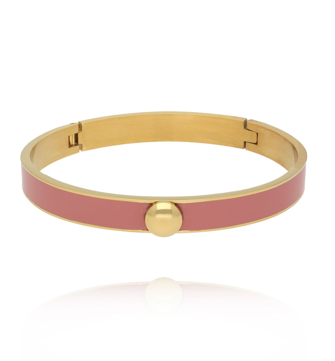 Bransoletka obręcz z różową emalią BSA0925