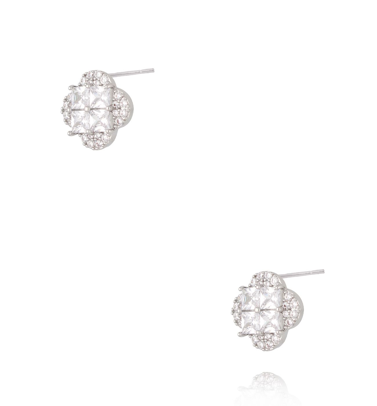 Kolczyki koniczynki z kryształkami srebrne KSS1984