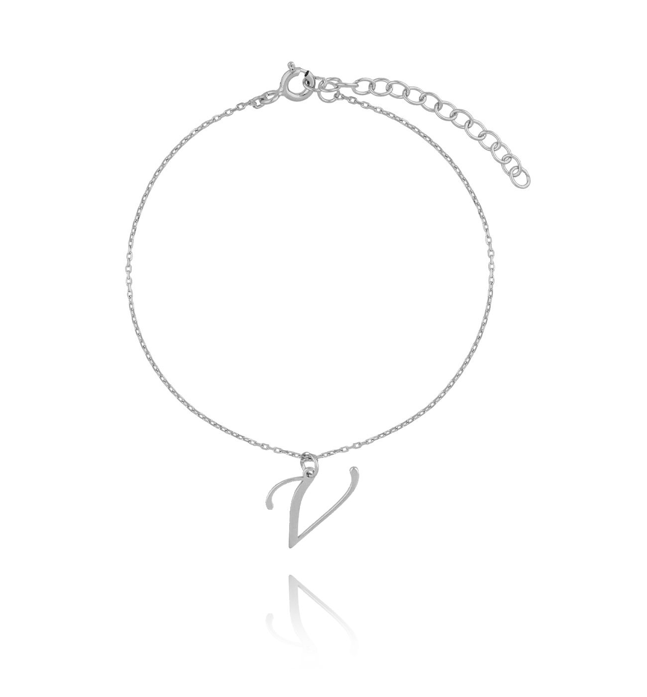 Bransoletka srebrna z literką V - By Dziubeka