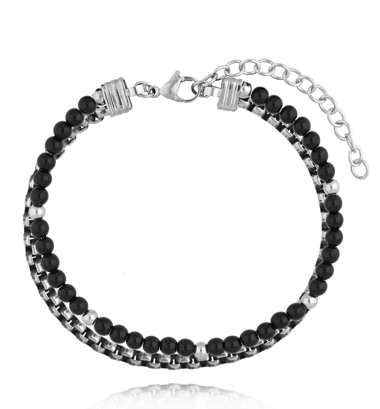 Bransoletka męska z agatami i łańcuchem Meldun BMITC0716