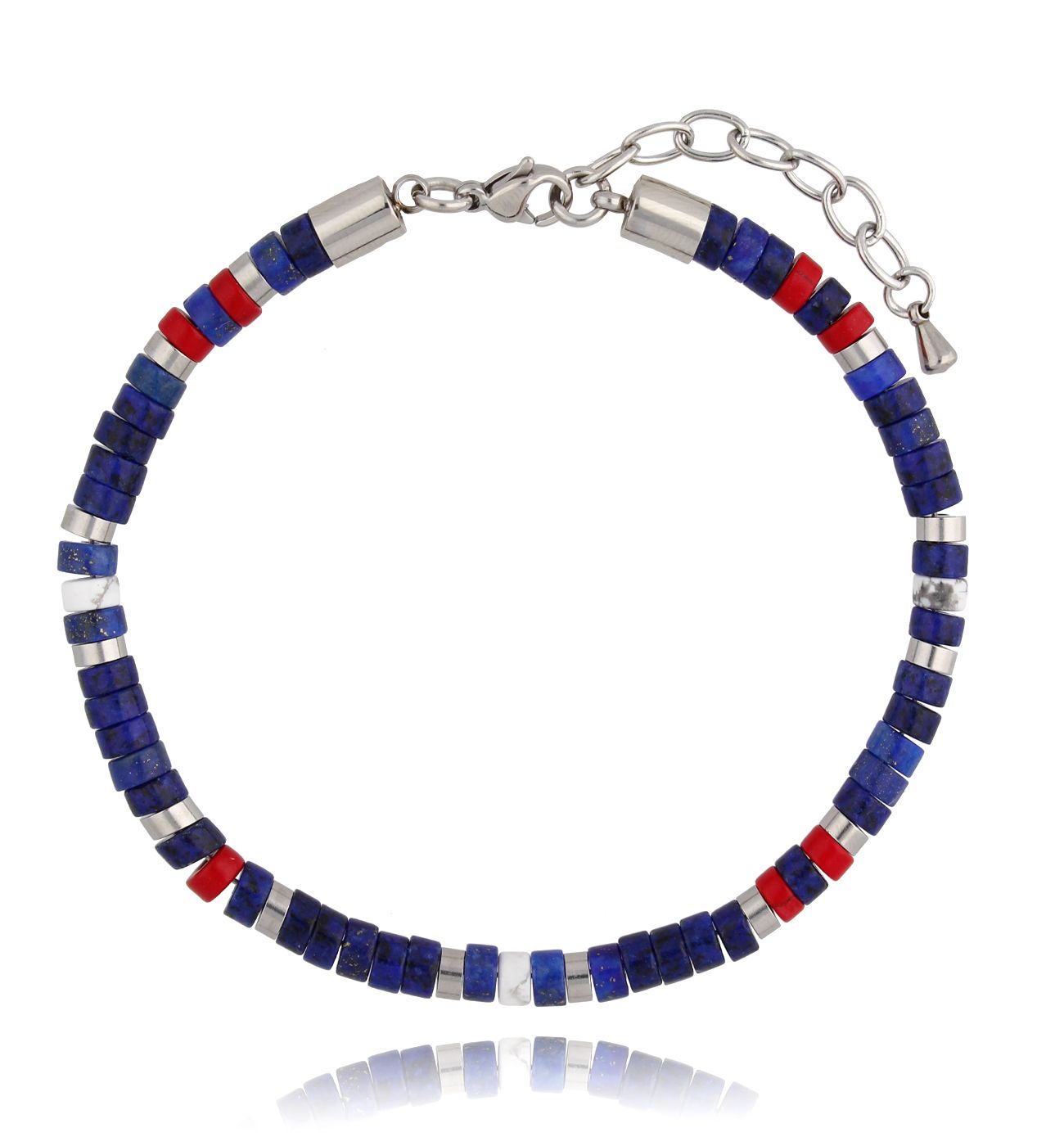 Bransoletka ze stali szlachetnej i kamieni naturalnych Monday 14 - By Dziubeka