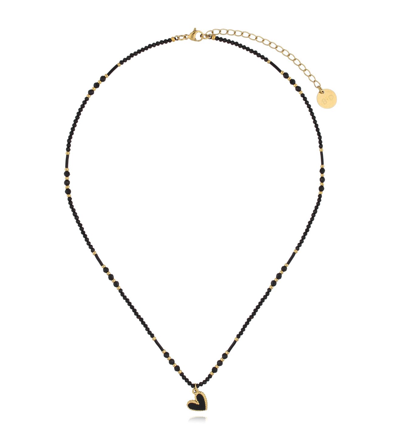 Naszyjnik z turmalinami i sercem złoty - By Dziubeka