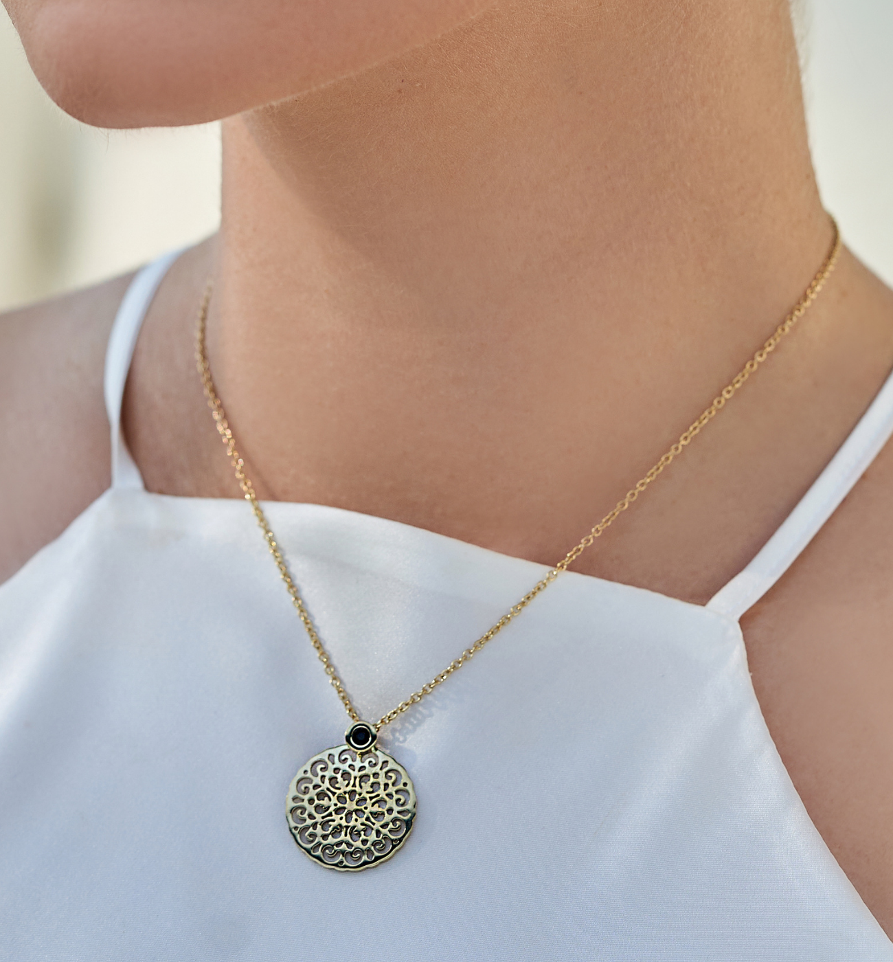 Naszyjnik z rozetką złoty Stine - By Dziubeka