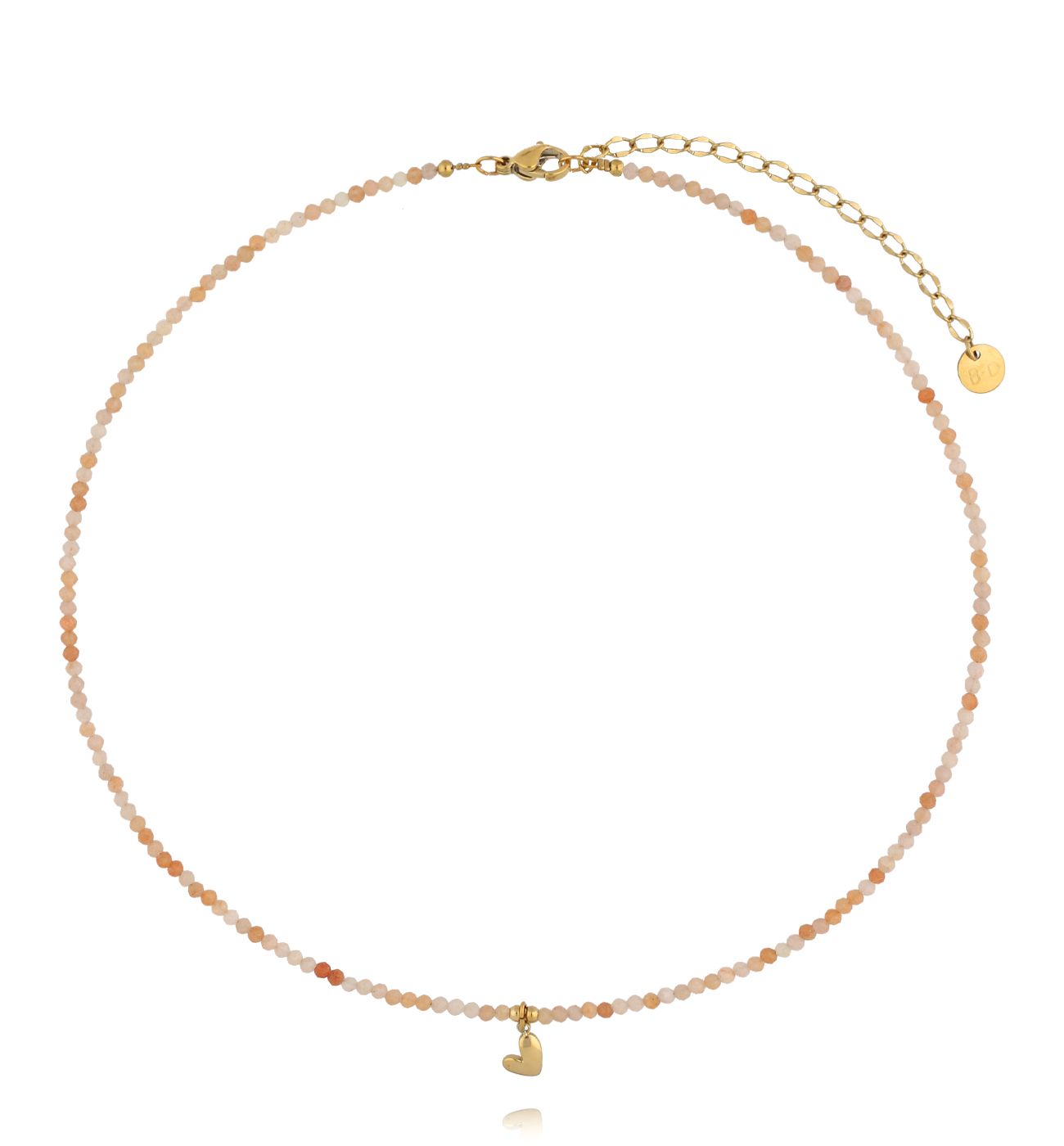 Naszyjnik z karneolami i złotym sercem - By Dziubeka