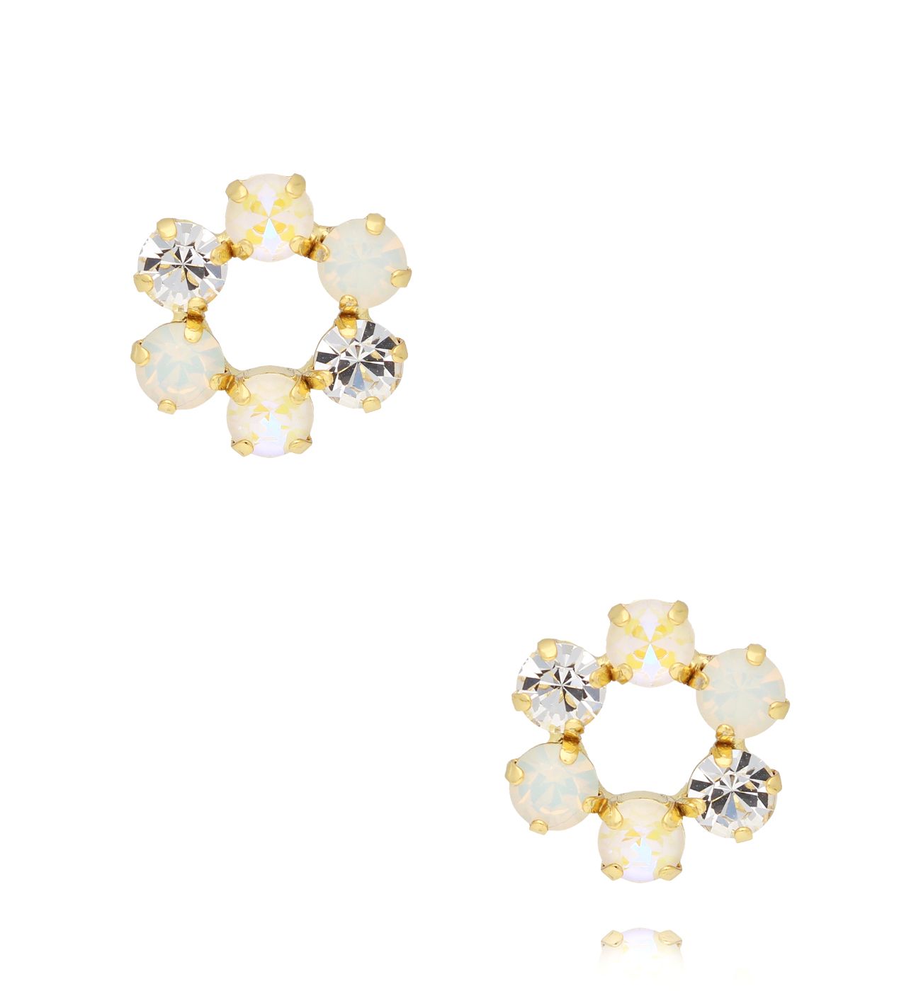 Kolczyki kwiatki z mlecznymi kryształkami KSS1869