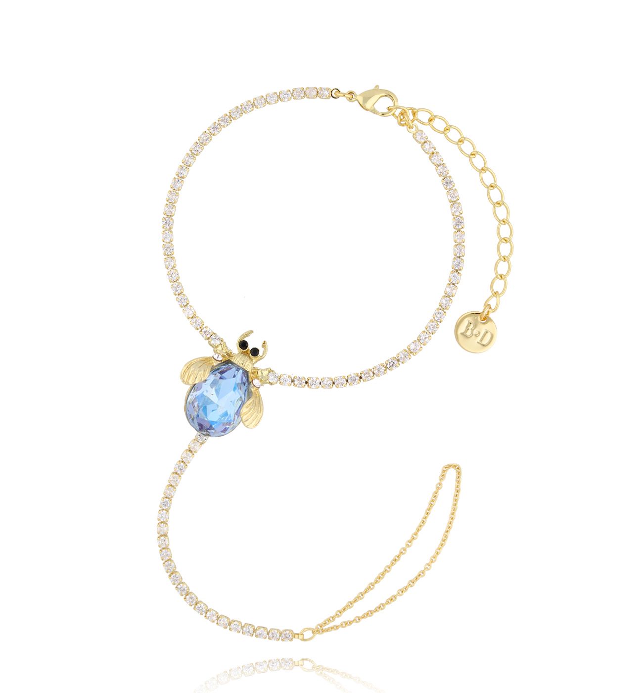 Bransoletka z pierścionkiem z błękitnym żukiem Midnight - By Dziubeka