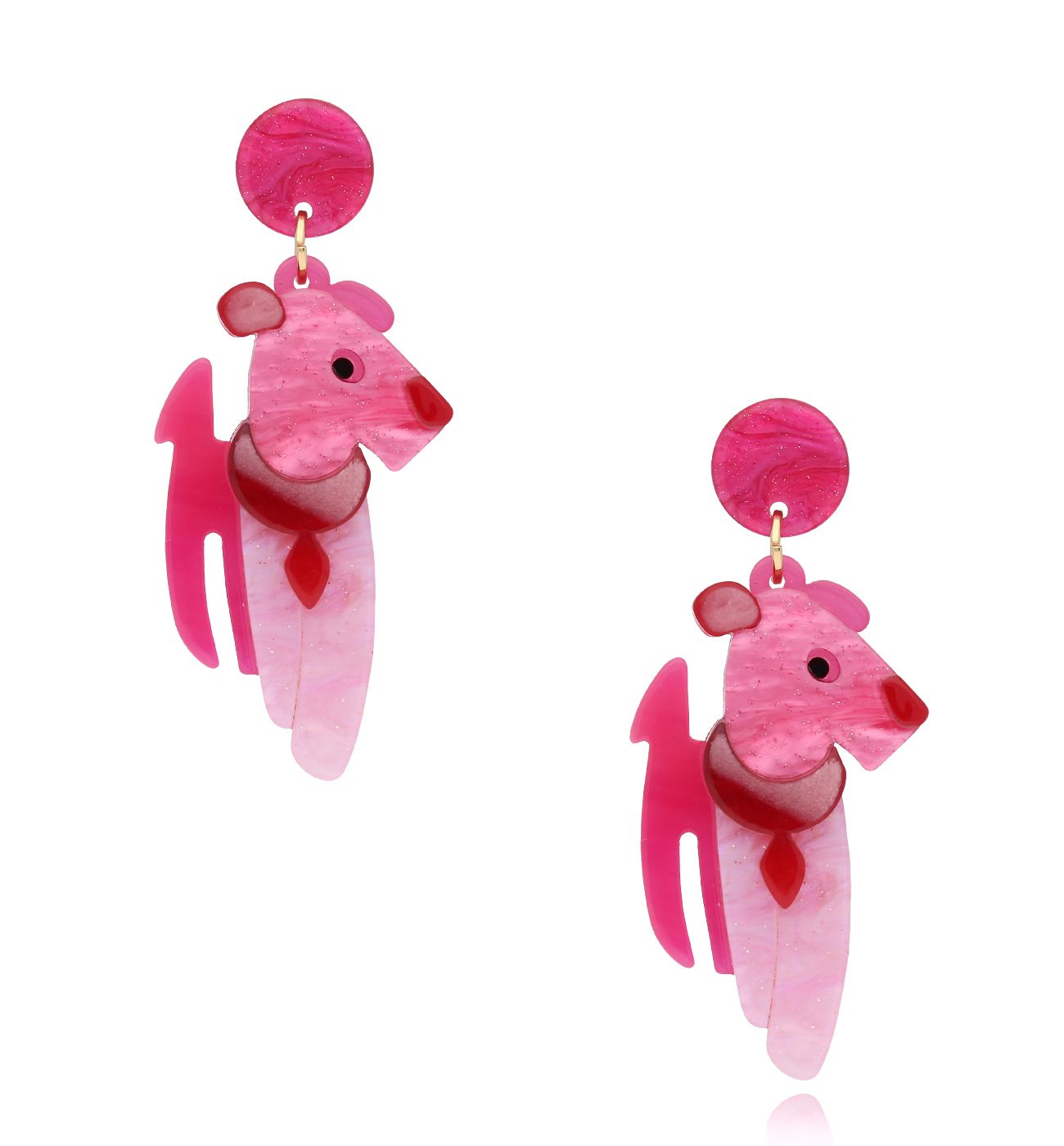 Kolczyki z fuksjowymi pieskami Dogs Lover KZA0264 - By Dziubeka