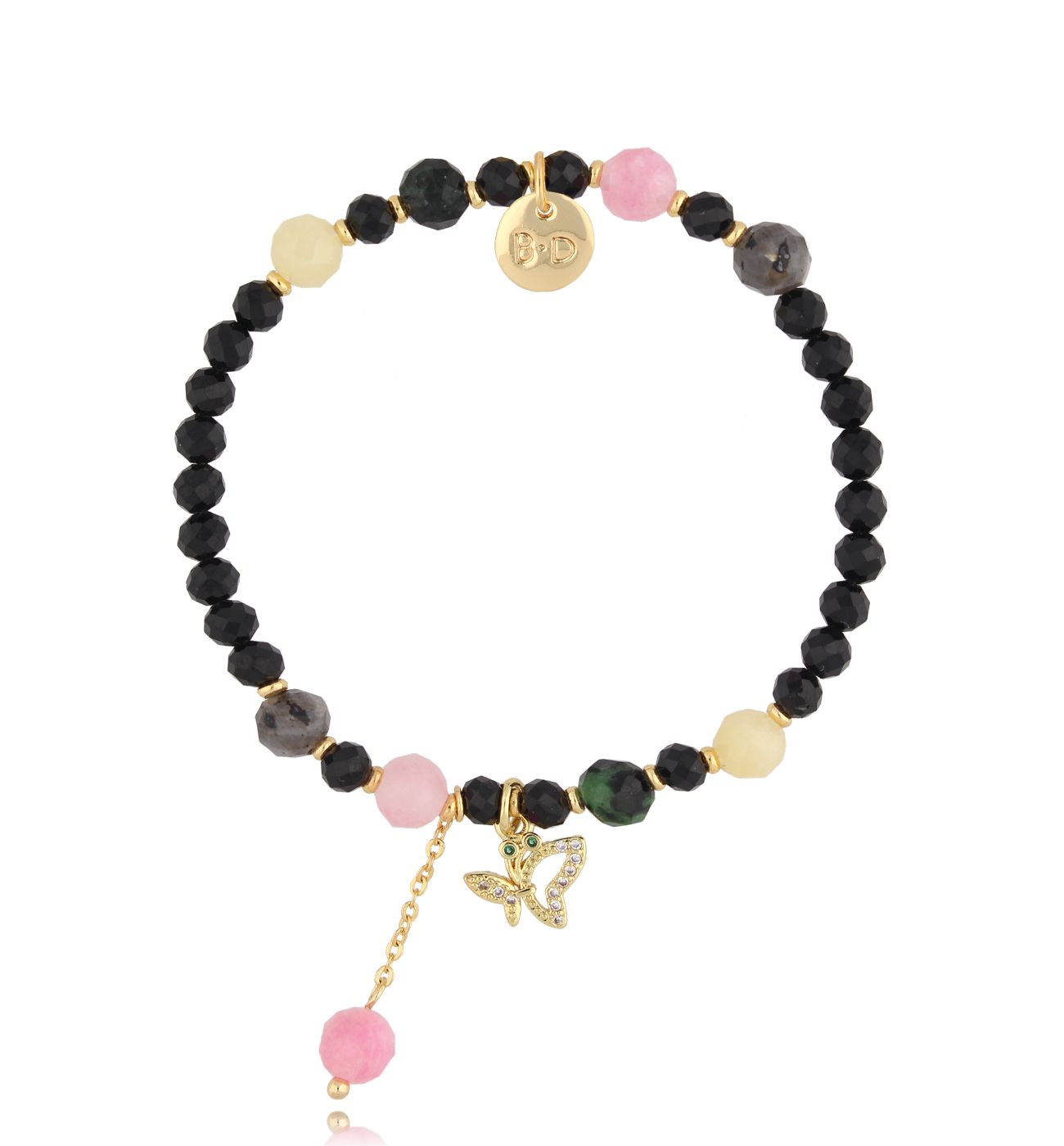 Bransoletka z agatami i motylkiem BTW2704