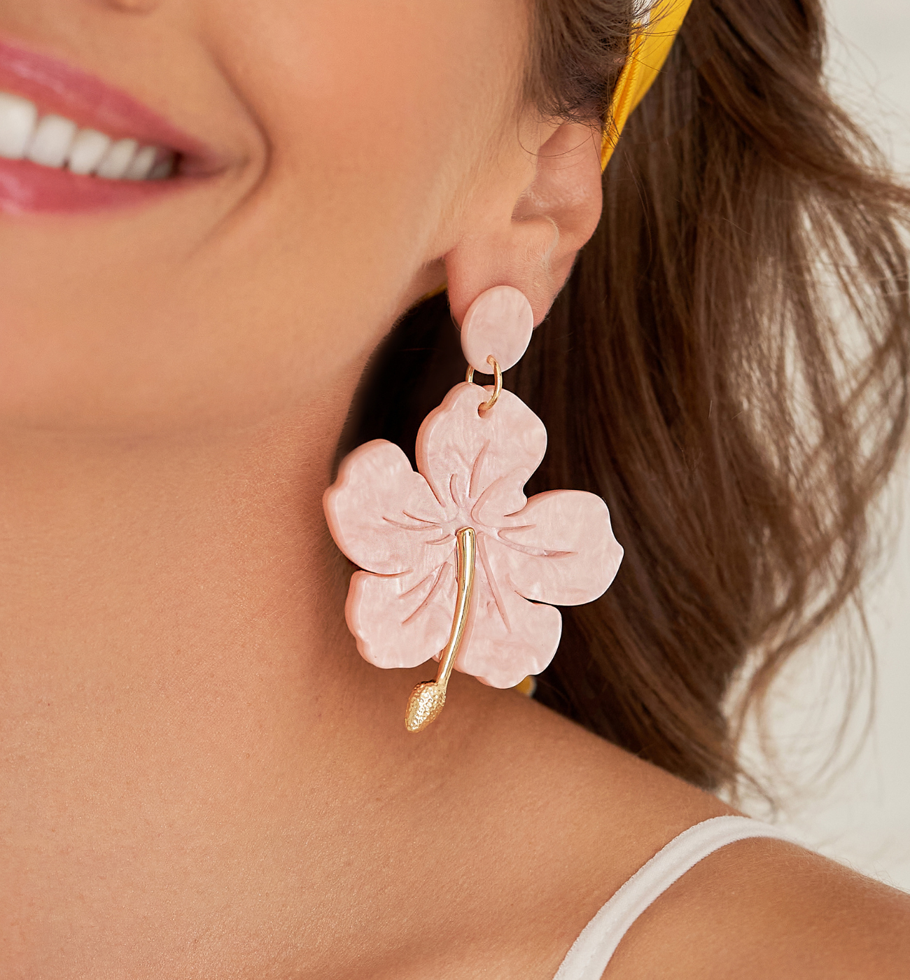 Kolczyki różowe kwiaty hibiskusa Kailani KZA0072