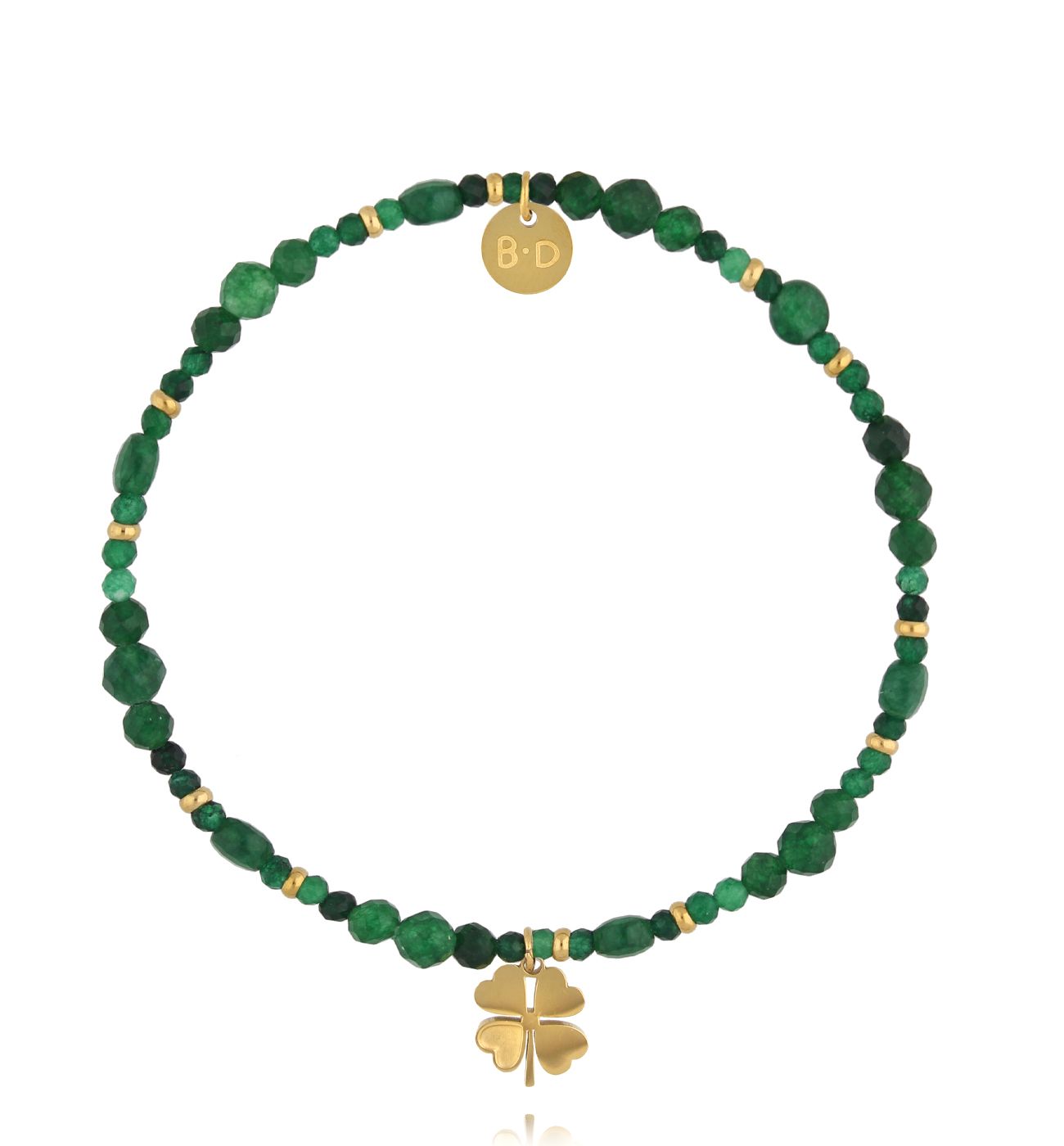 Bransoletka z zielonymi agatami i koniczynką BTW3313