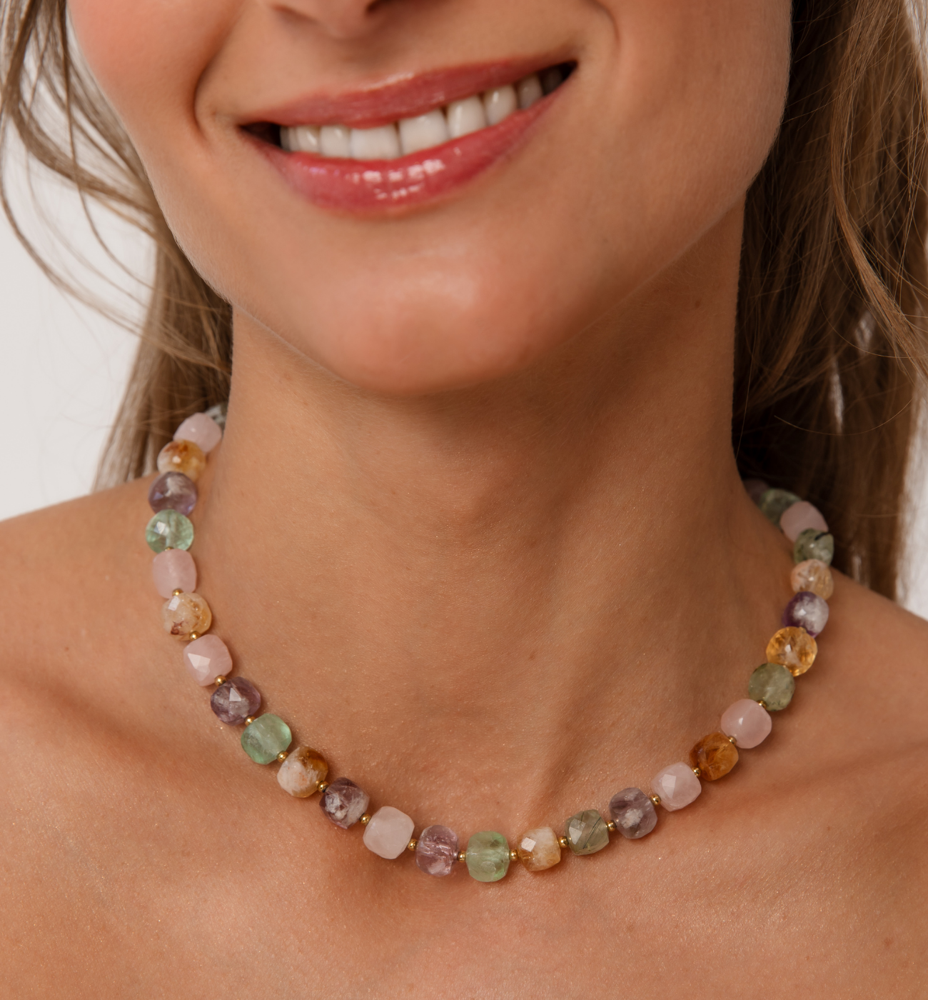 Naszyjnik z kolorowych kamieni naturalnych NPA1377