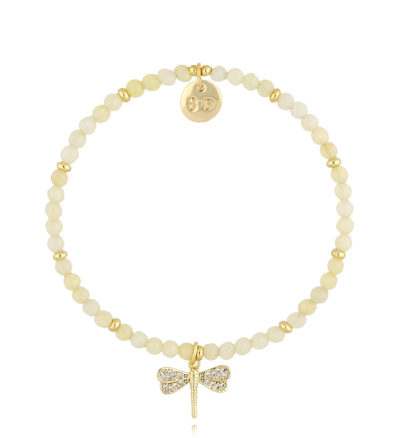 Bransoletka żółta z motylkiem - By Dziubeka