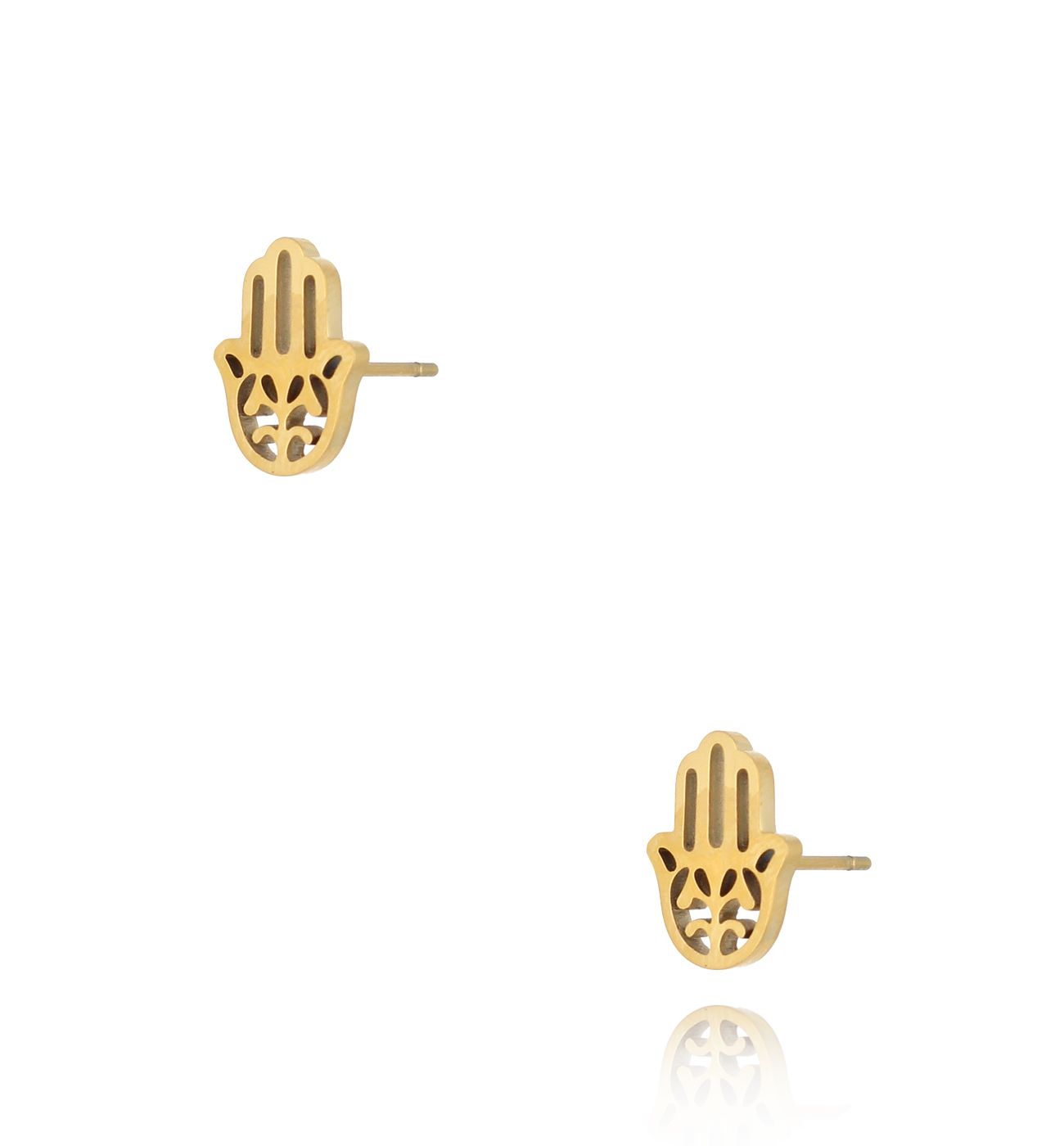 Kolczyki złote wkrętki ręka Fatimy Larissa - By Dziubeka