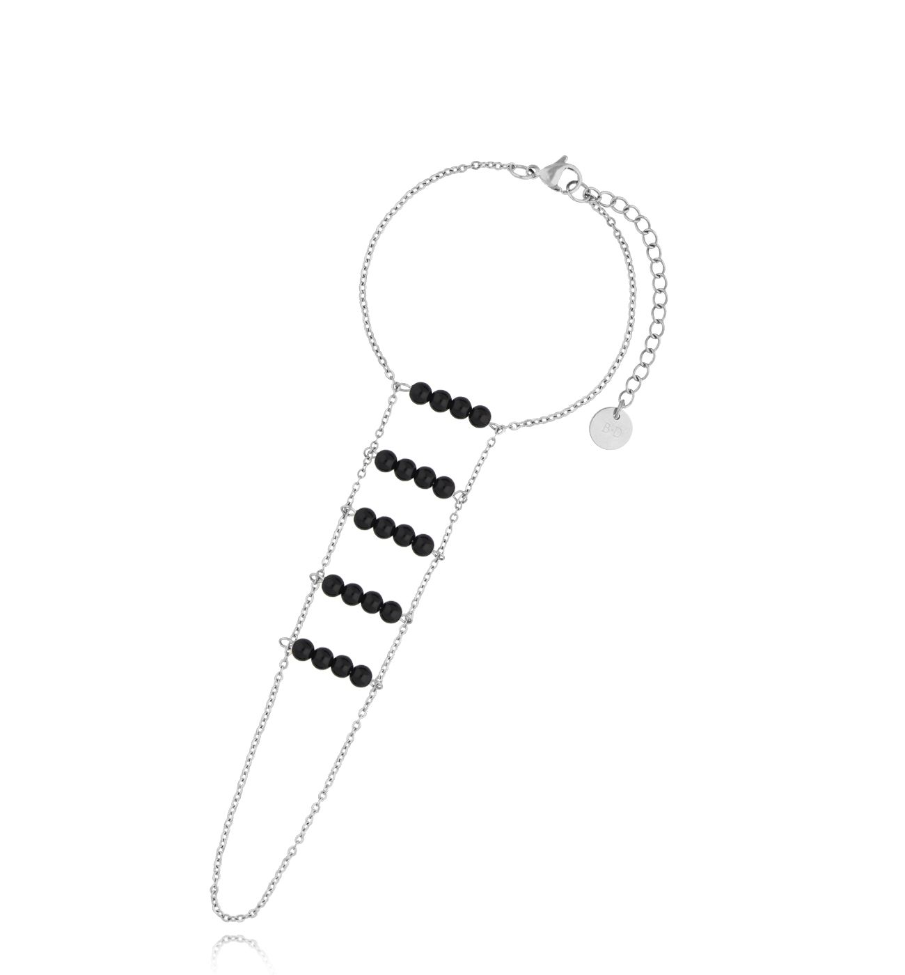 Bransoletka srebrna z czarnymi agatami Cher BSA0509