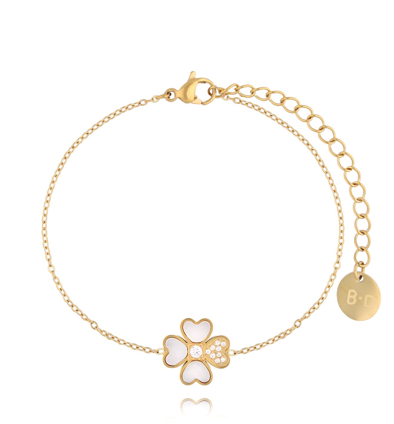 Bransoletka złota z koniczynką BSY0147 - By Dziubeka