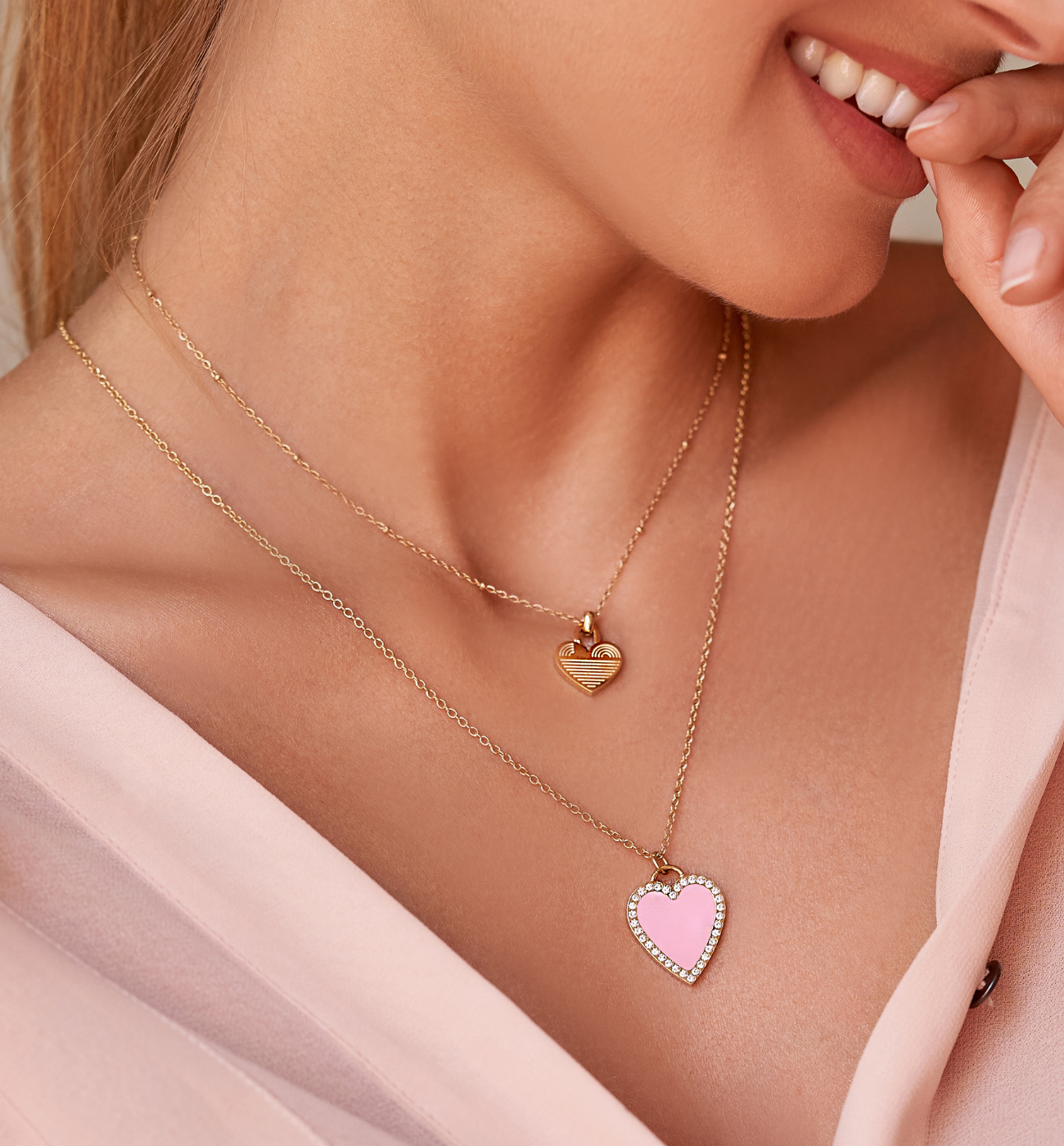 Zestaw naszyjników z sercami Blushing Z0094