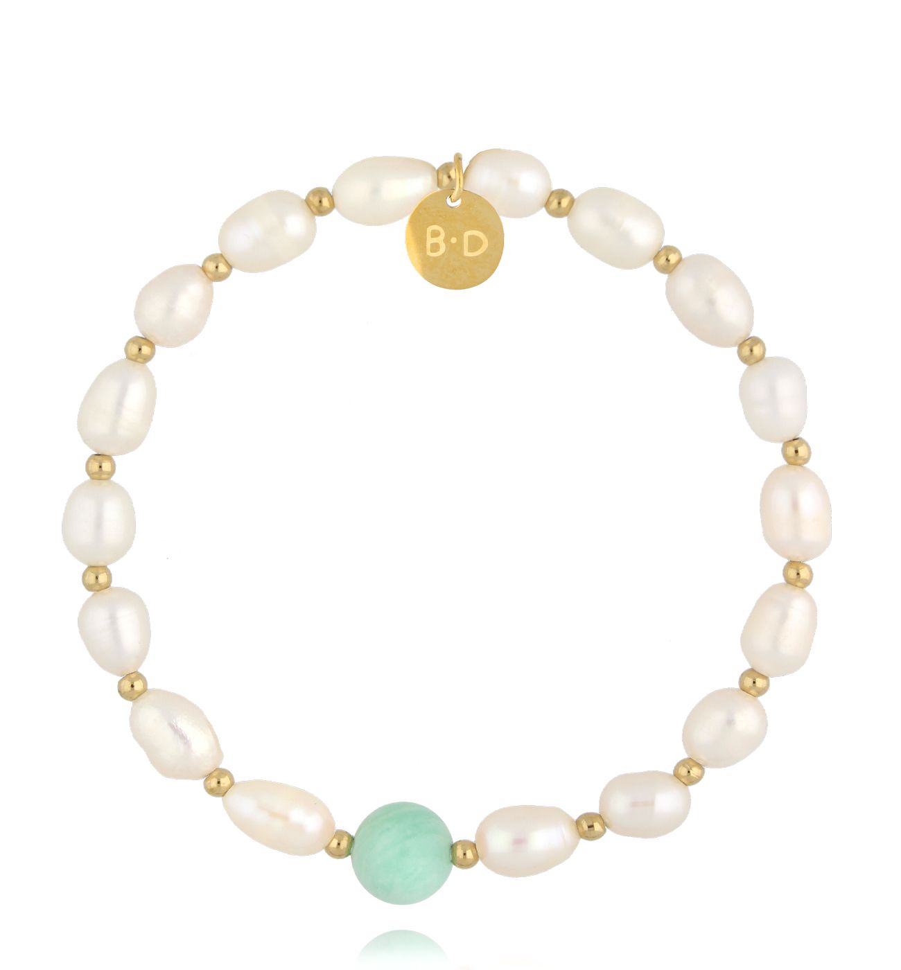 Bransoletka z perłami i amazonitem - By Dziubeka