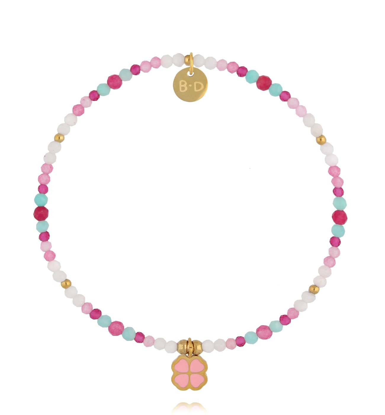 Bransoletka z różowym kwiatuszkiem - By Dziubeka