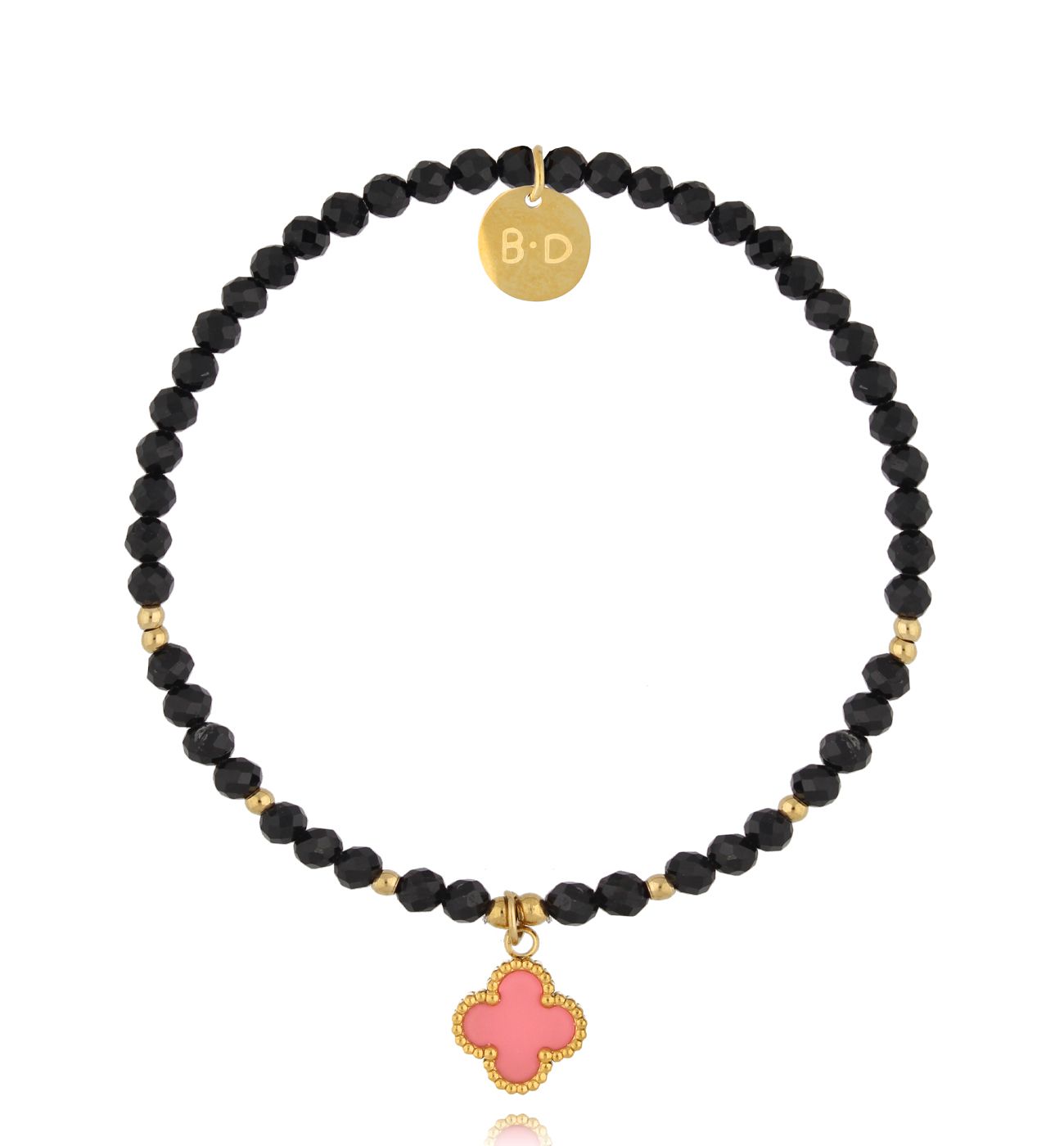 Bransoletka z turmalinami i brzoskwiniową koniczynką BTW3045