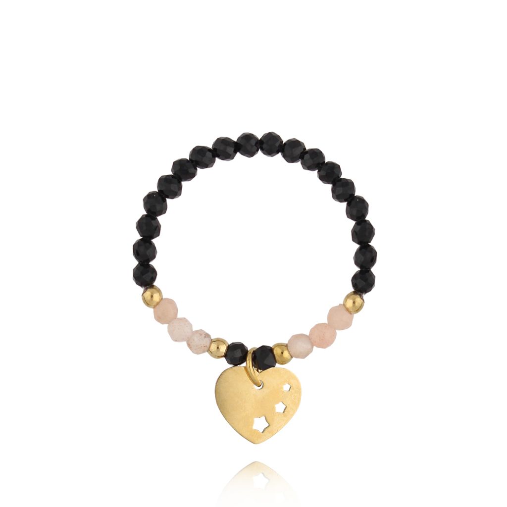 Pierścionek z turmalinami i sercem - By Dziubeka