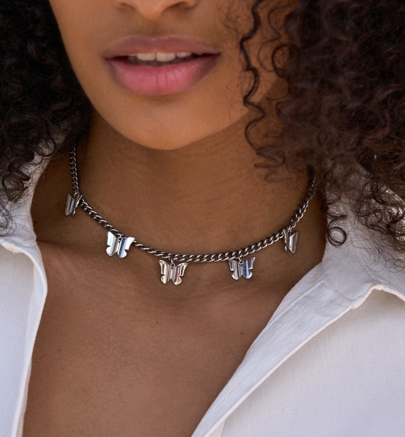 Naszyjnik srebrny z motylkami - By Dziubeka