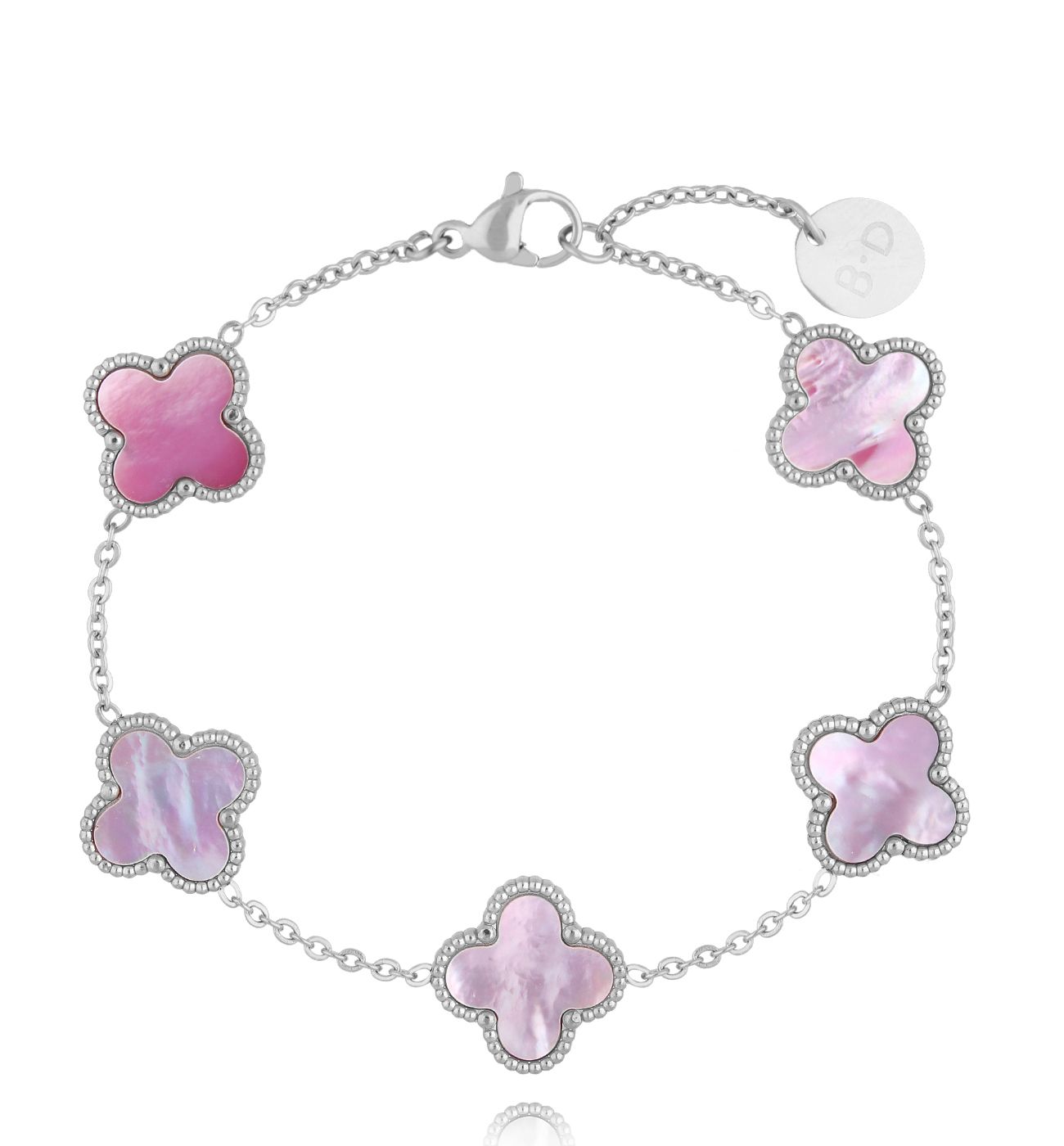 Bransoletka z koniczynkami i masą perłową Clovers BSY0116 - By Dziubeka