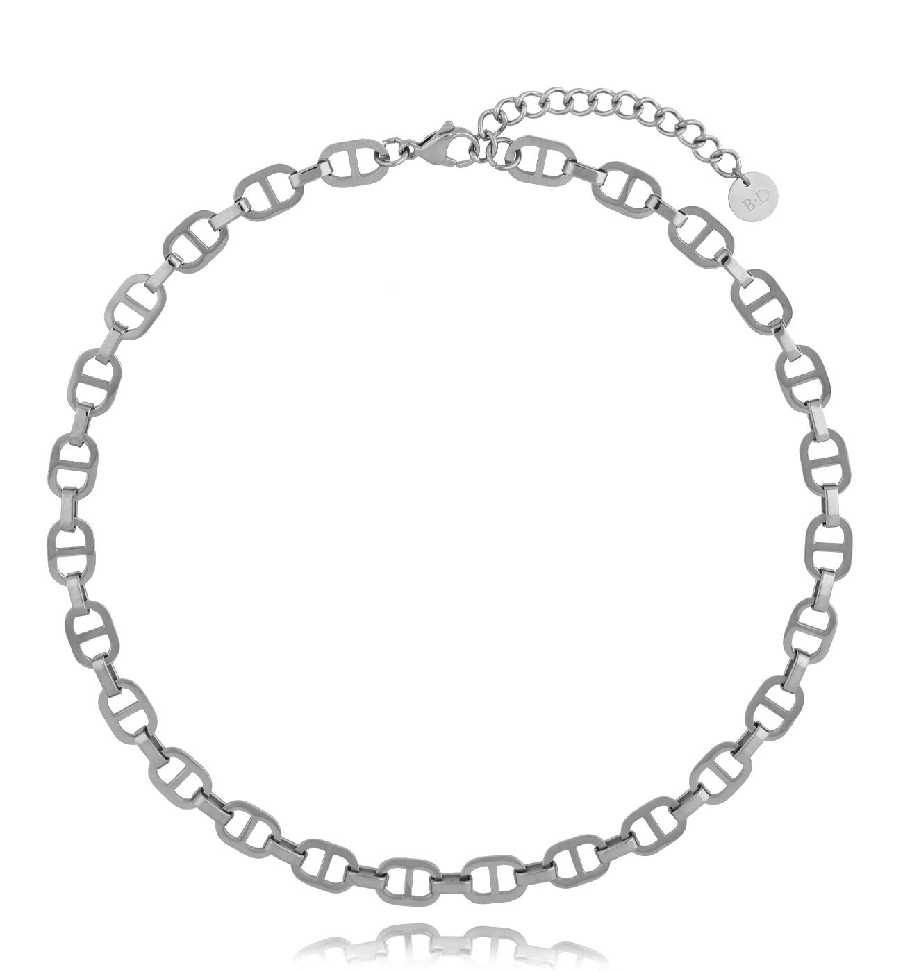 Naszyjnik łańcuchowy ze stali szlachetnej posrebrzany Femin NSA0257