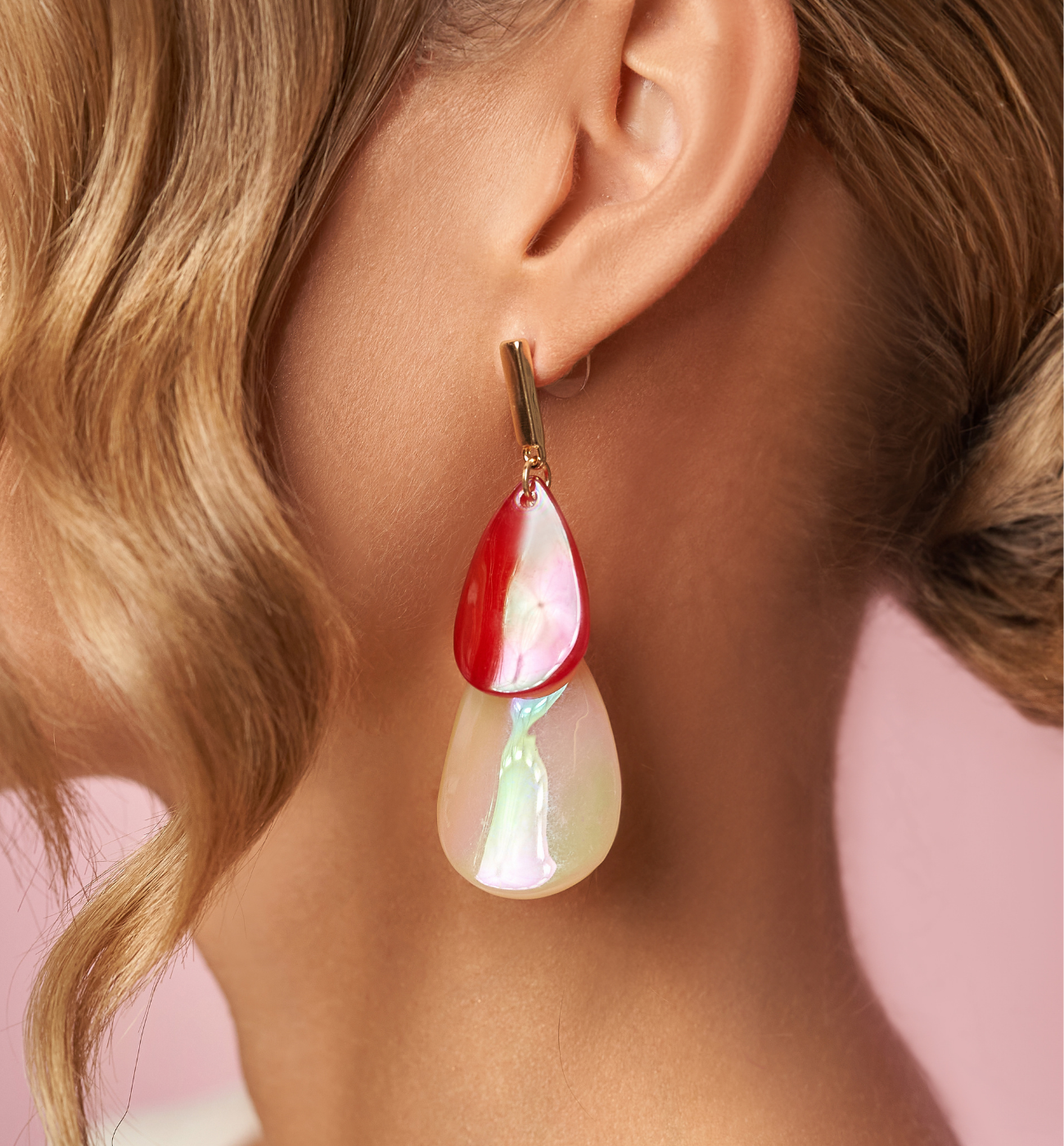 Kolczyki beżowo bordowe Secrète KZA0189 - By Dziubeka