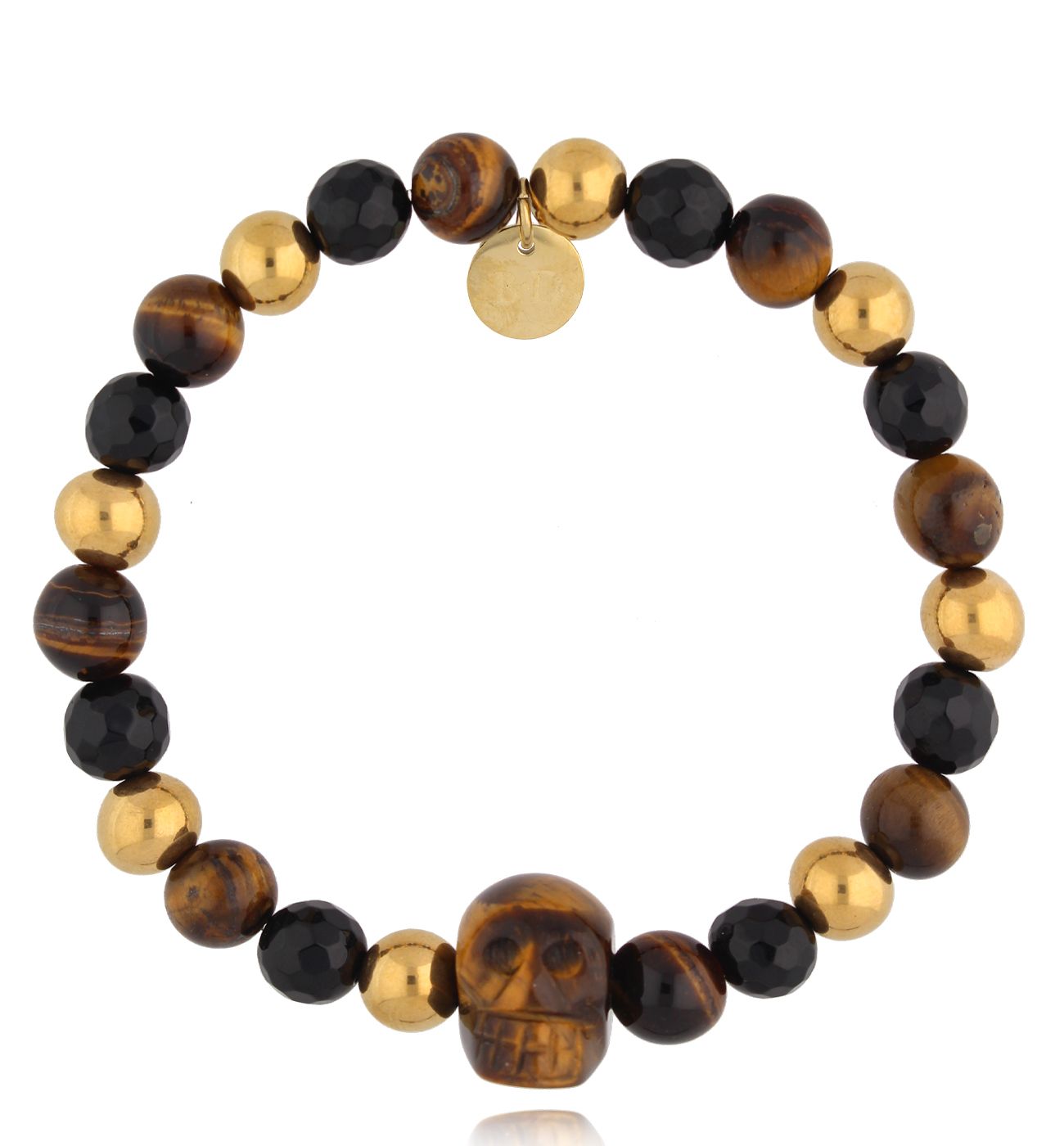 Bransoletka z tygrysim okiem i czaszką 13 - By Dziubeka