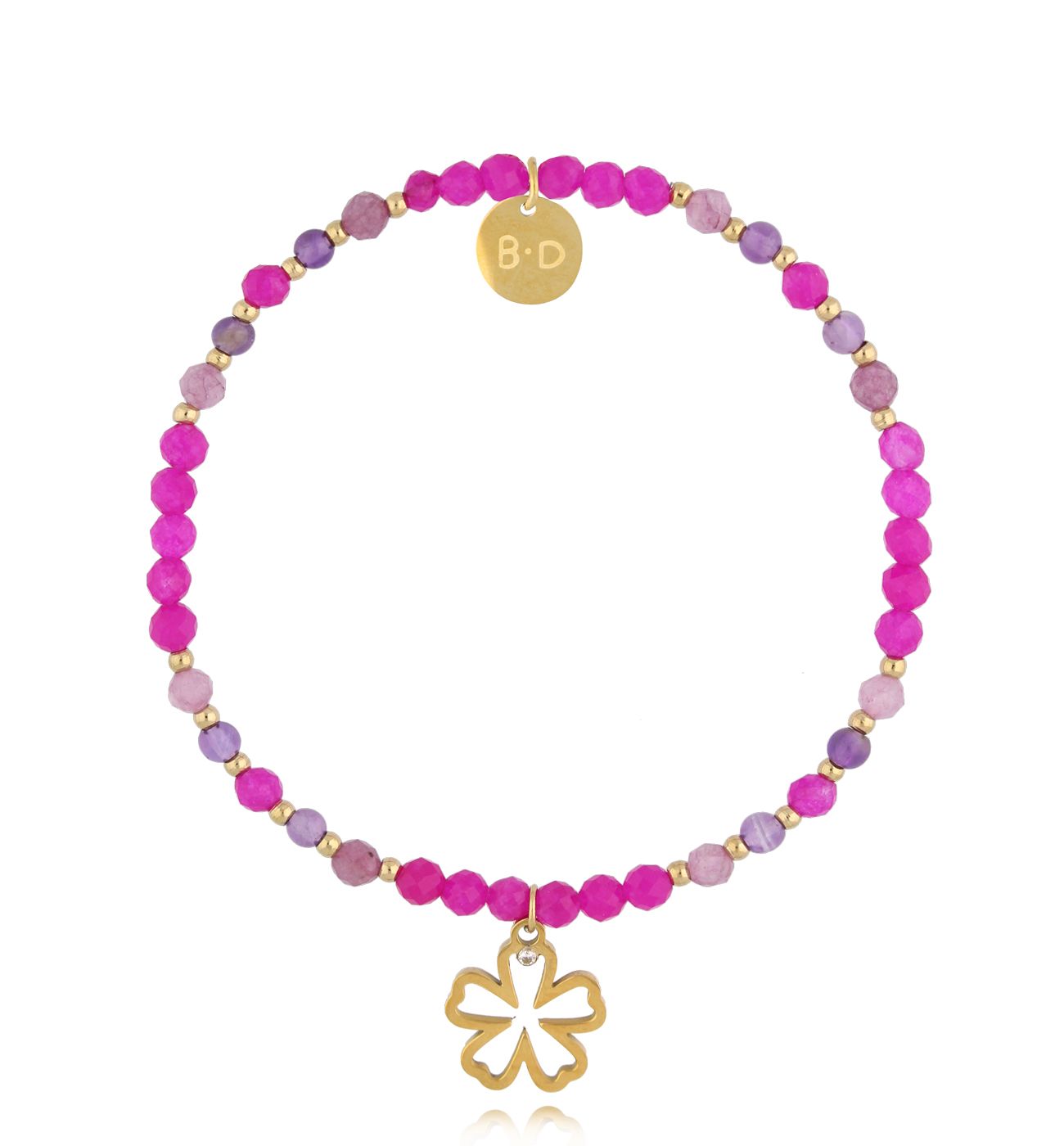 Bransoletka fuksjowa z kwiatuszkiem BTW2859