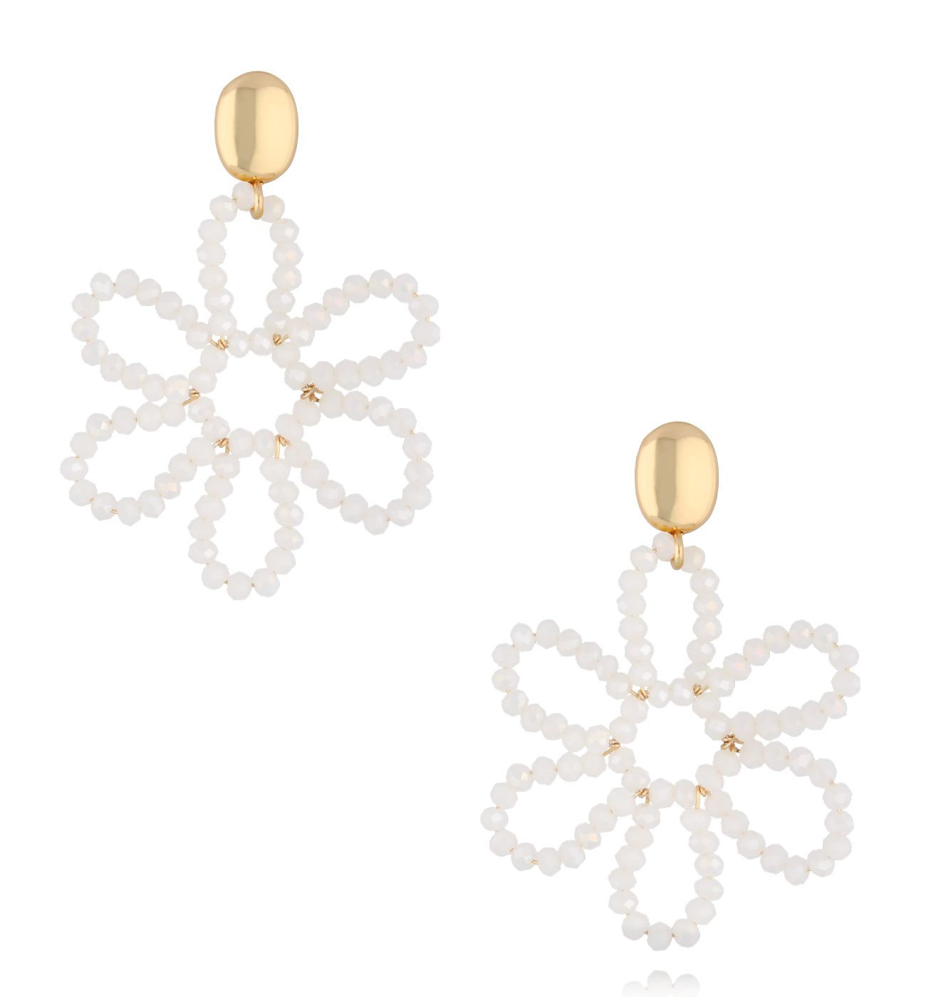 Kolczyki kwiaty z białymi kryształkami KWE0187